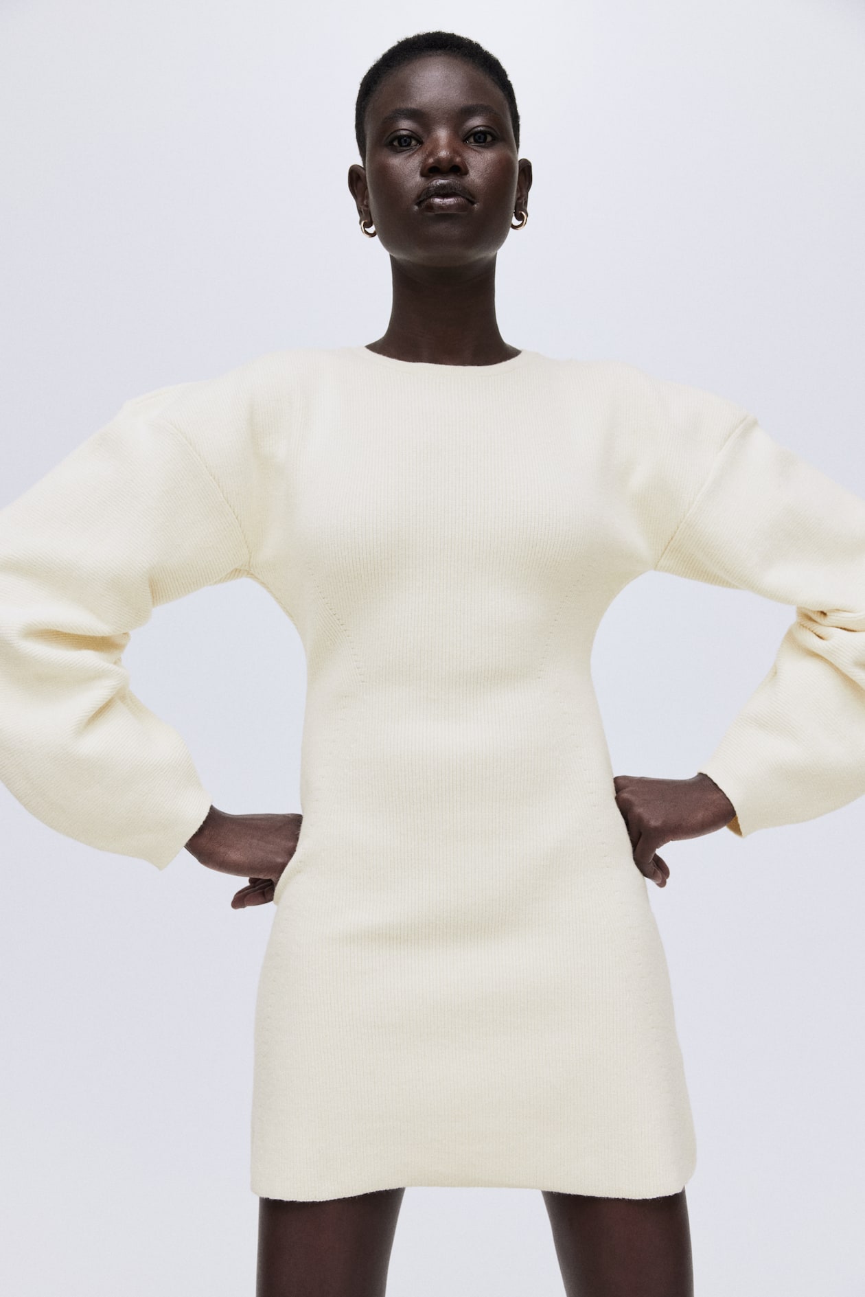 a line knitted dress Long Sleeved High Waisted Short Knitted Dress Women's A-line Dresses – Atom  Oracle