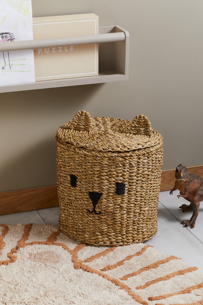 Storage basket with a lid - Beige/Seagrass - 2