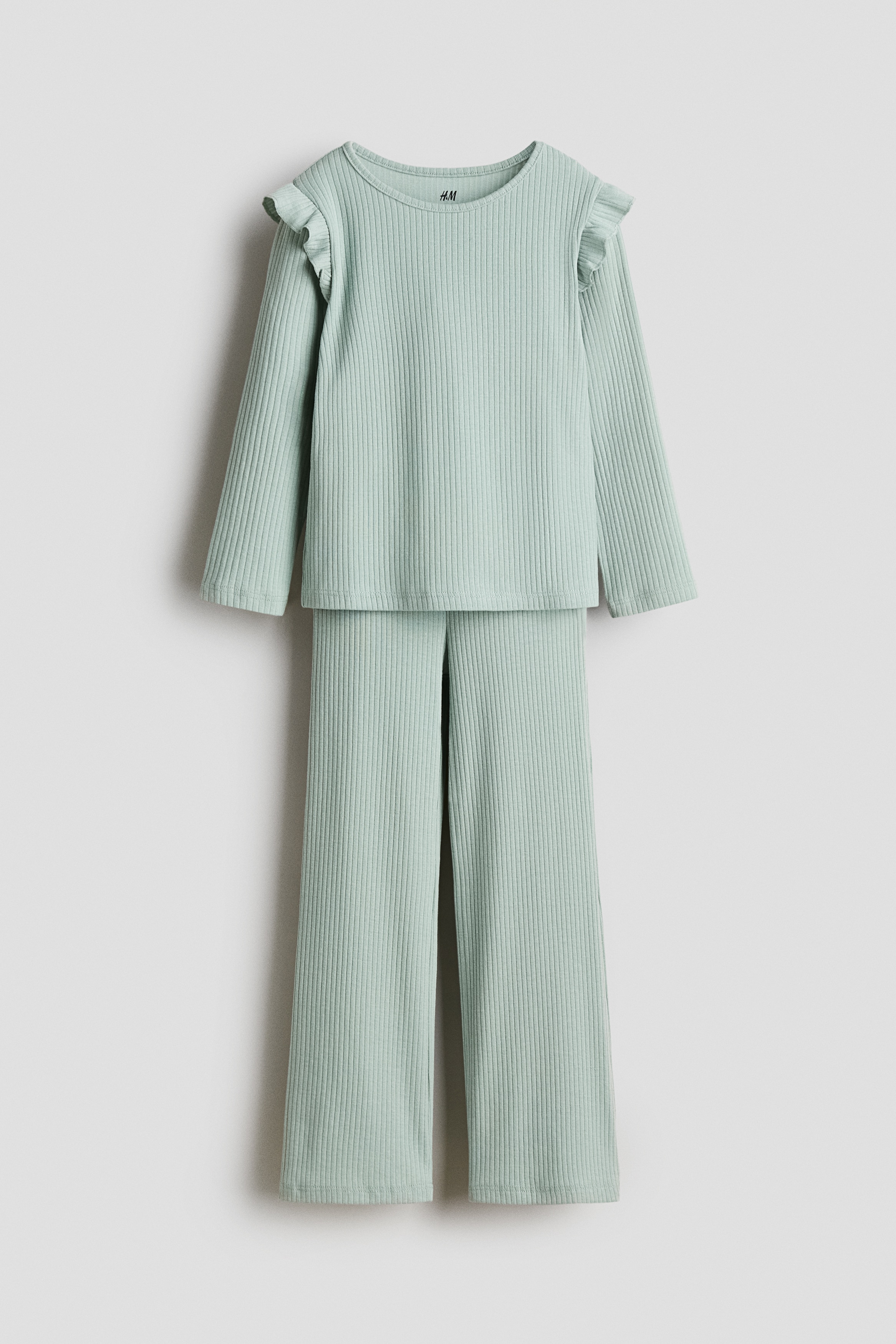 Fille - Ensemble 2 pièces en coton côtelé Vert ancien - Size: 116 (5-6Y)  - H&M