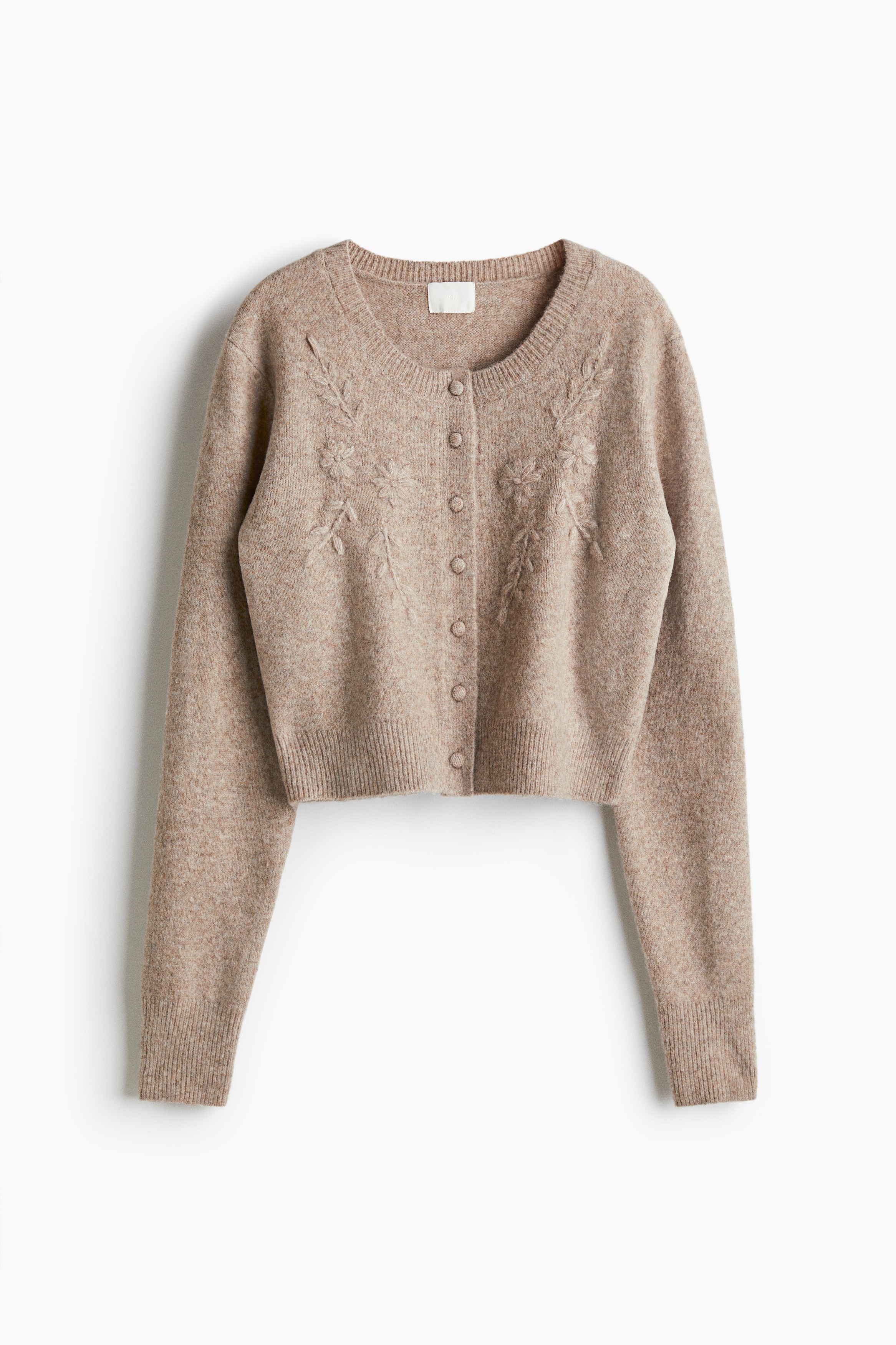 H & M - 刺繍カーディガン - ブラウン