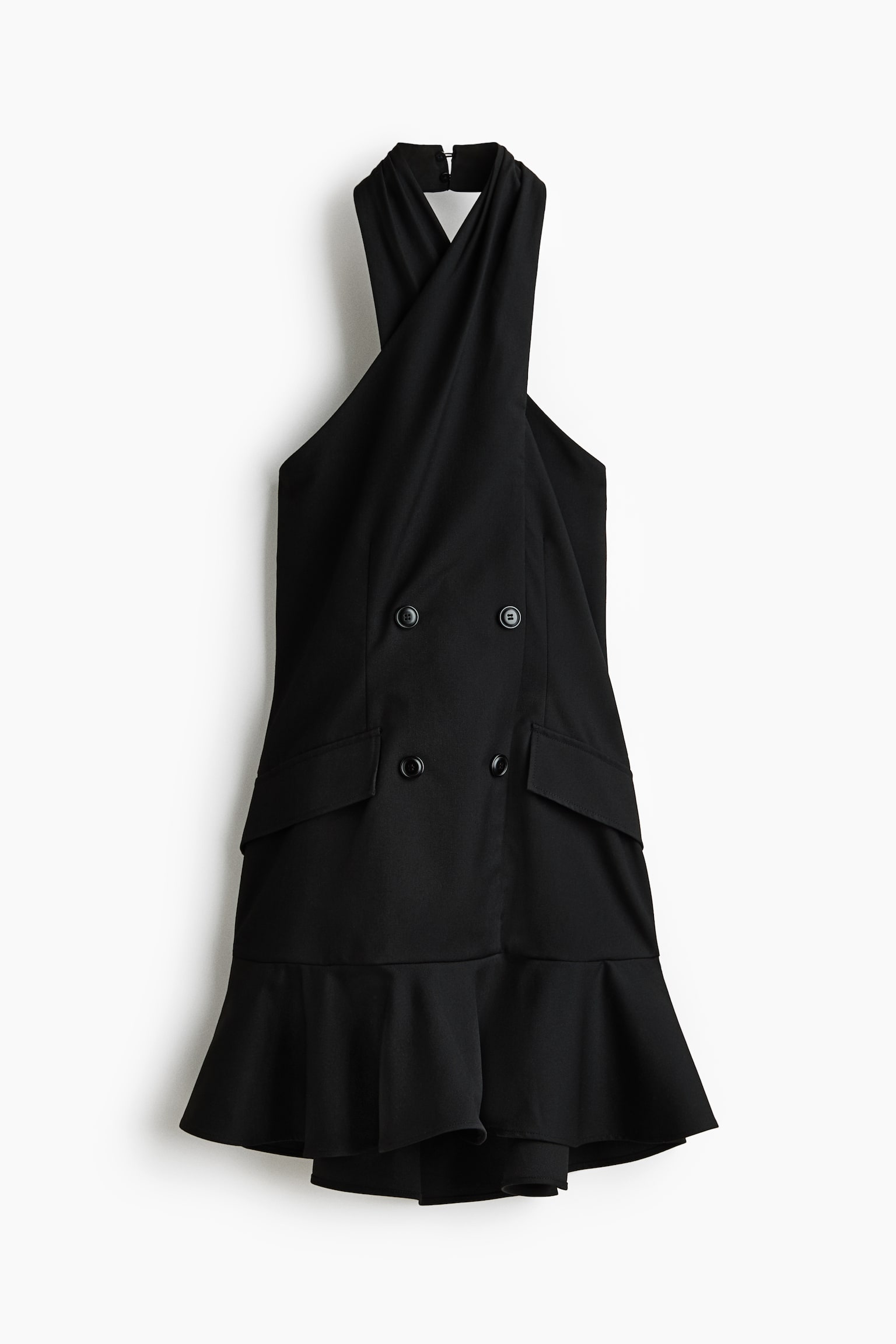 Halterneck Jacket Dress - Black - 1