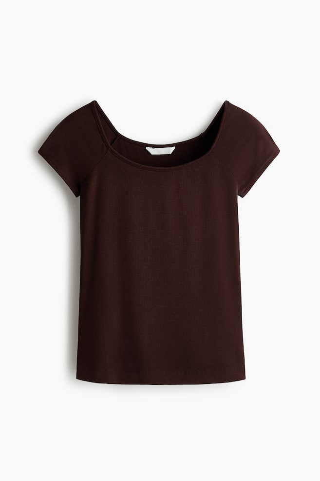 Ribbed Top - Dark brown/Cream/Dark red/Red - 1