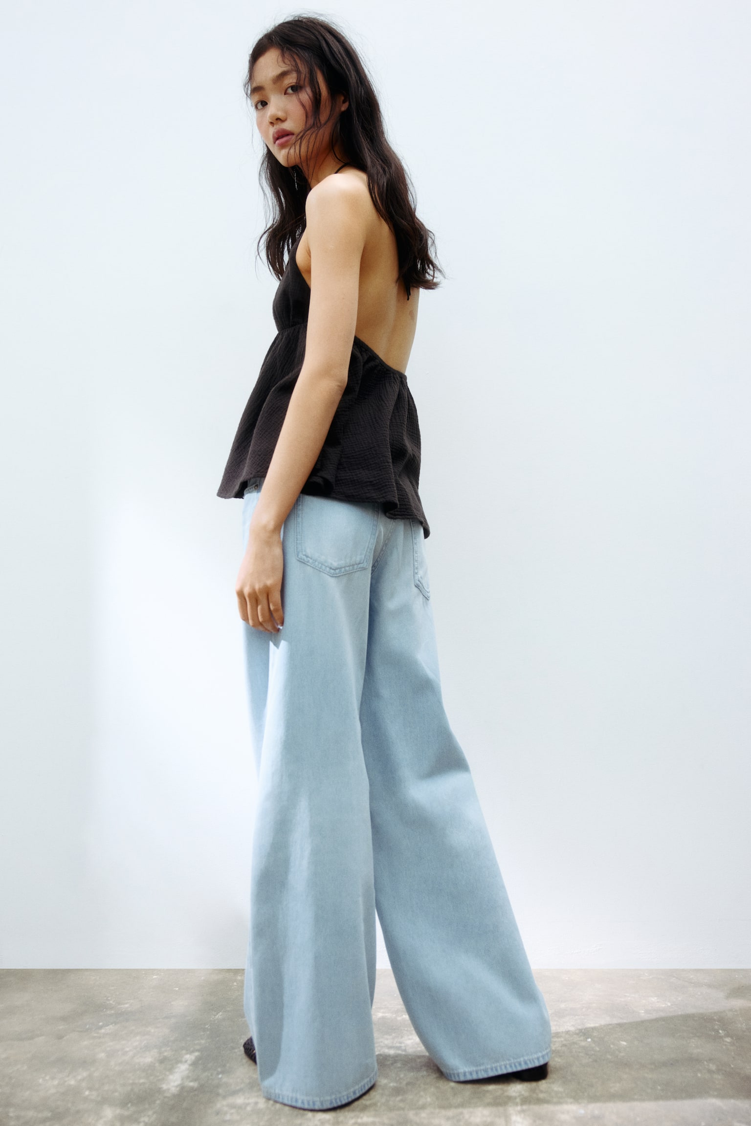 Wide Regular Waist Jeans - Ανοιχτό μπλε denim/Κρεμ/Σκούρο μπλε denim/Μπλε denim/Γκρι - 5