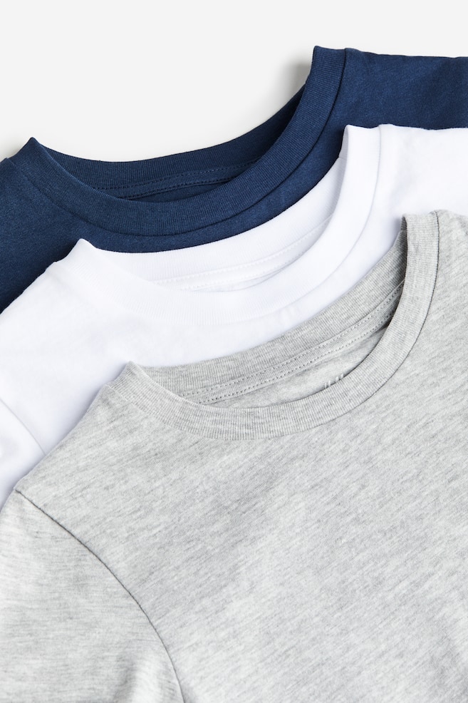 Lot de 3 T-shirts - Bleu marine/blanc/gris chiné/Blanc - 2