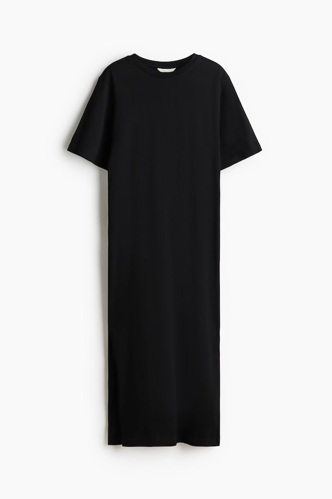 Long T-shirt dress - Black/Cream/Black striped/Navy blue/Striped/Brown/Light beige - 1