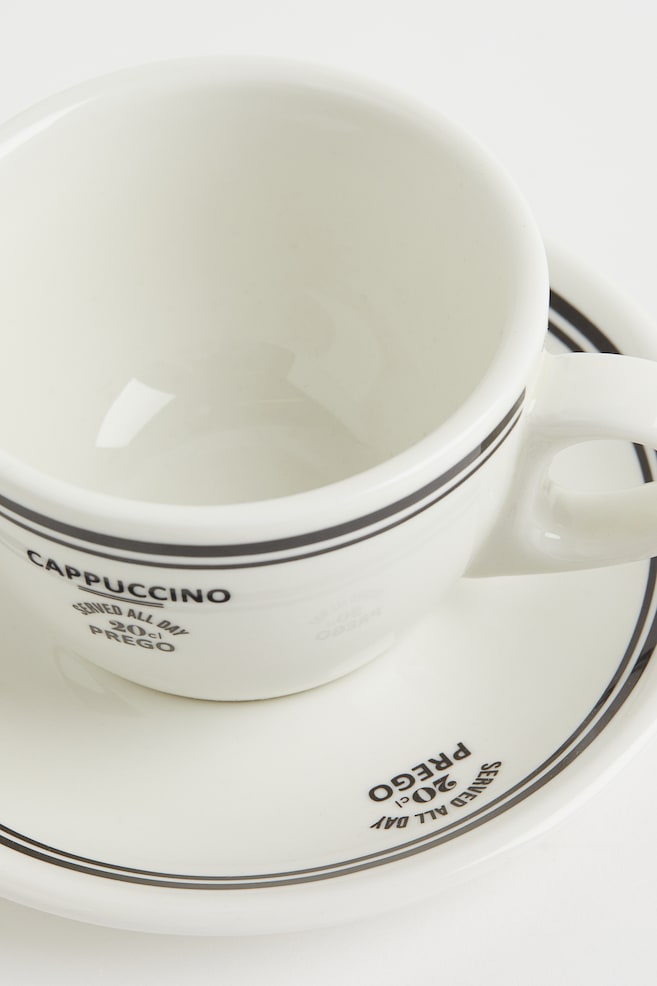 Cappuccino cup and saucer - White/Black/White/Brown/Black/Orange - 4