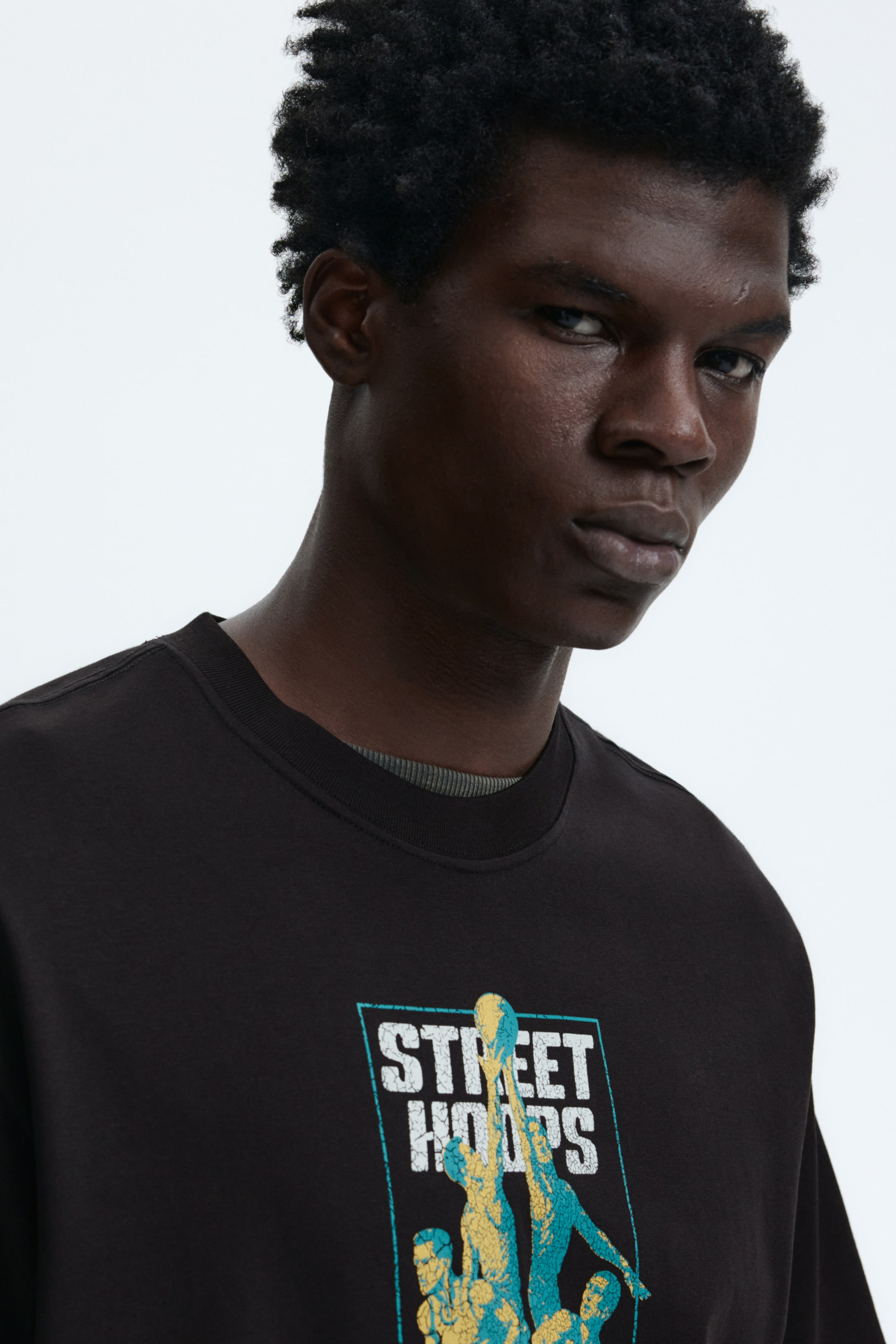 View larger image: Loose Fit Printed T-shirt - Brown/Street Hoops - Men | H&M US 3