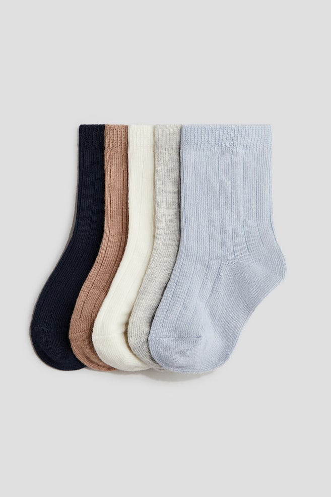 5-pack textured-knit socks - Brown/Light blue/Light purple/Bright pink - 1