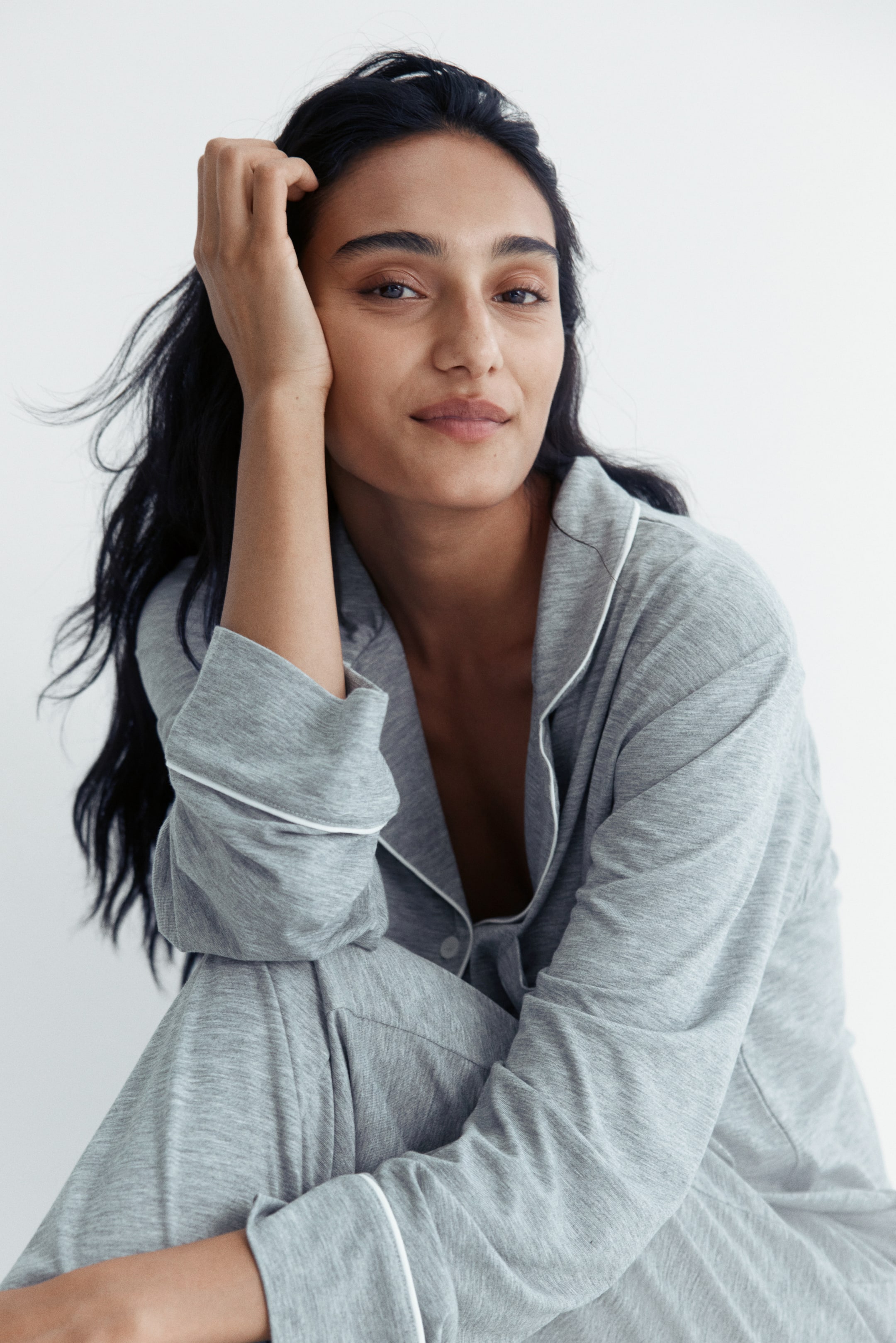 View larger image: Viscose-blend pyjamas - Light grey marl - Ladies | H&M IN 4