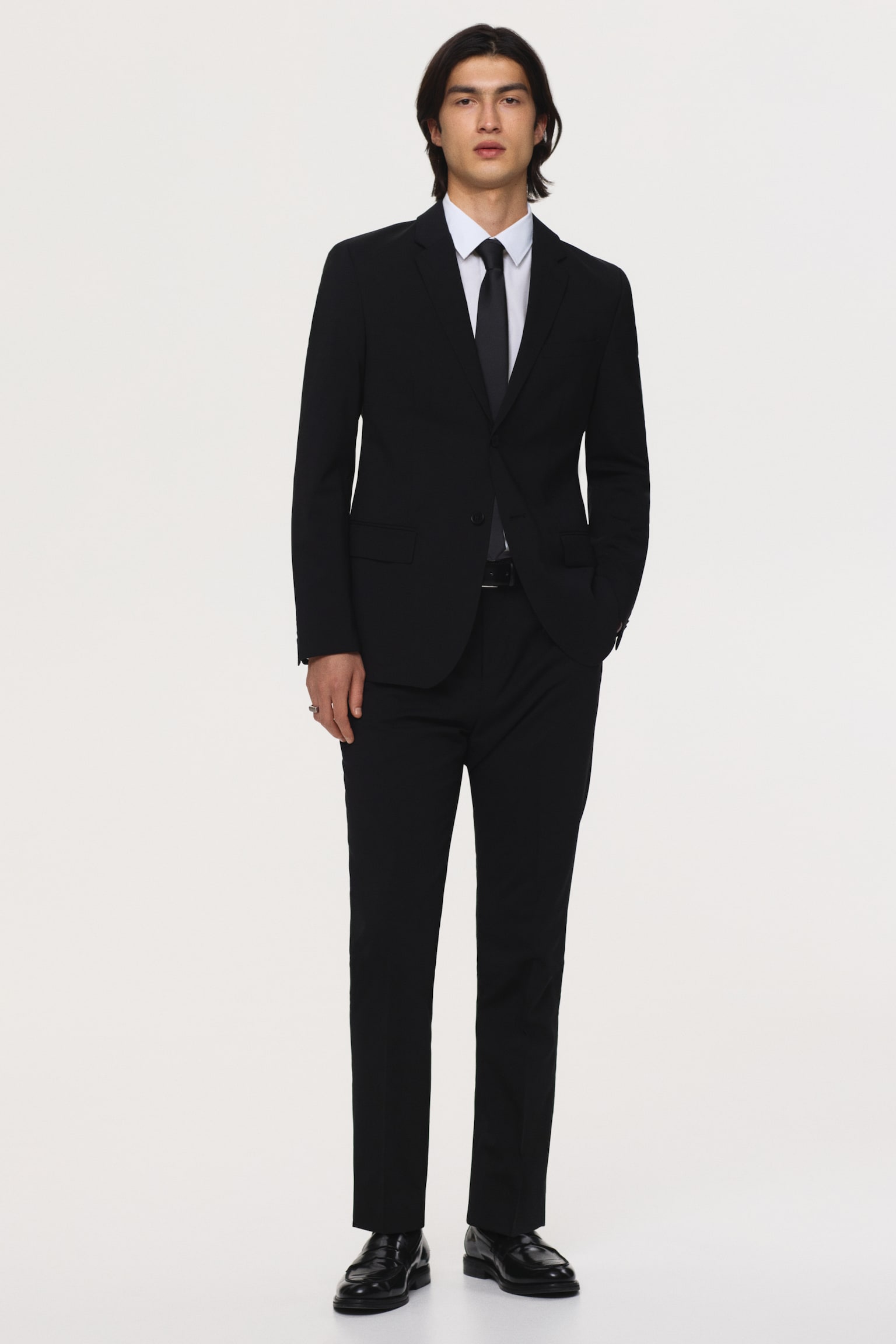 חולצה לגיהוץ קל Regular Fit - לבן/שחור - 5