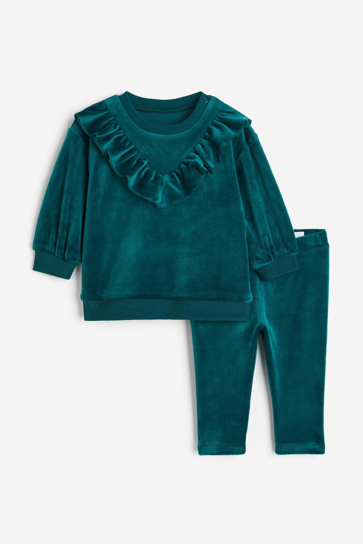 2-piece Velour Set - Emerald green/Dark red - 1