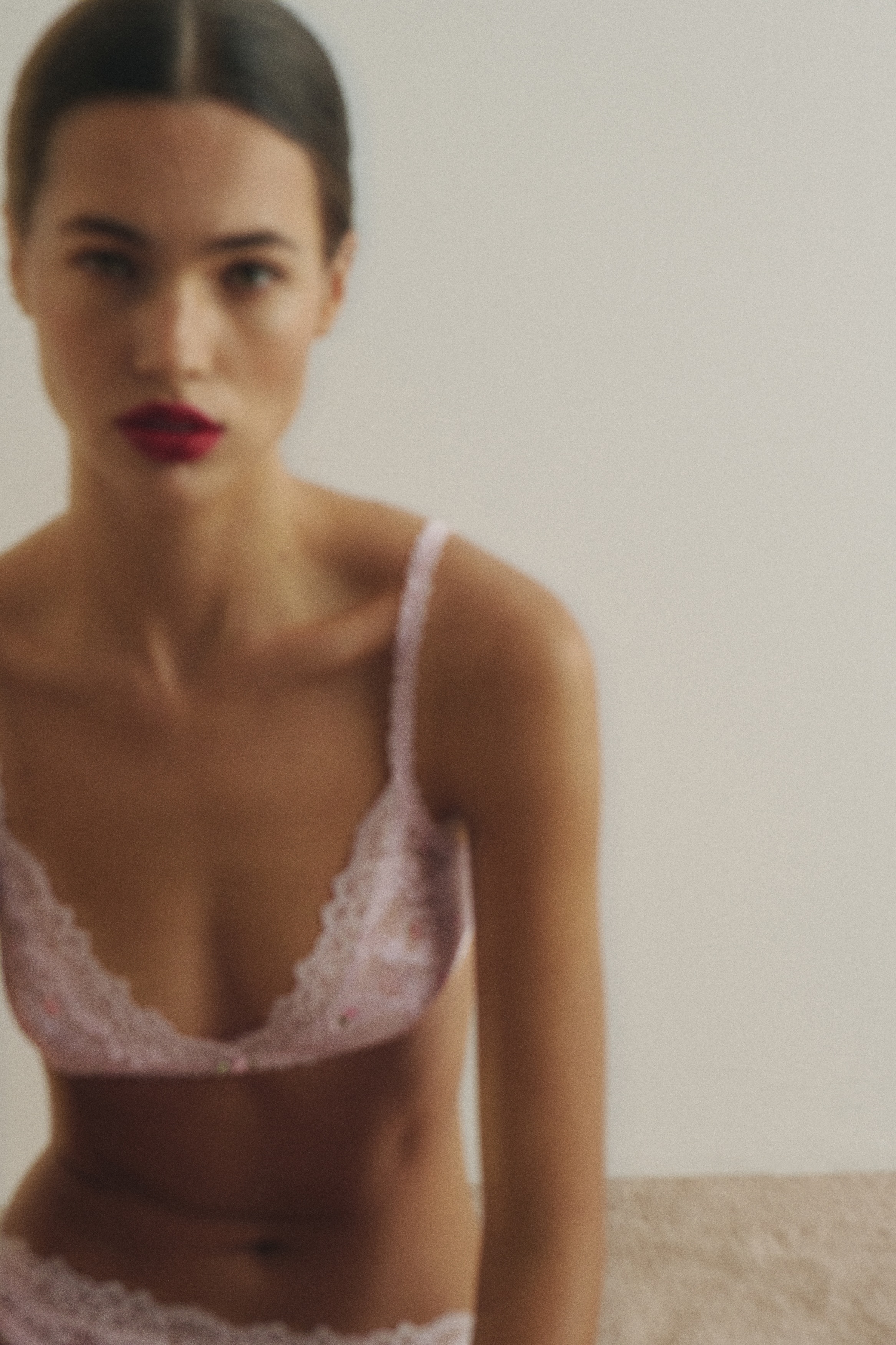 Soutien-gorge souple en dentelle - Rose/fleuri