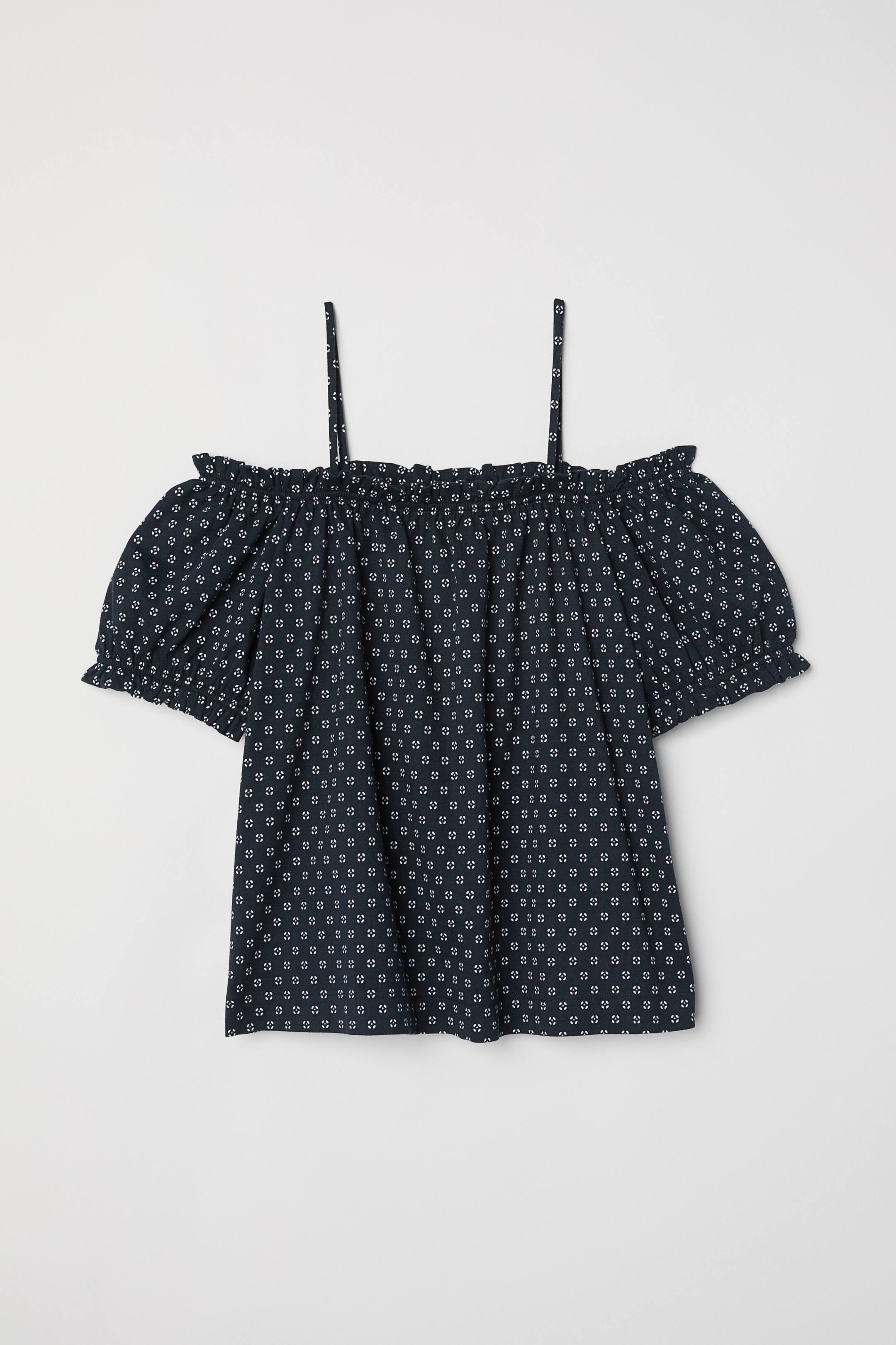 View larger image: Off-the-shoulder top - Navy blue/Patterned - Ladies | H&M 1