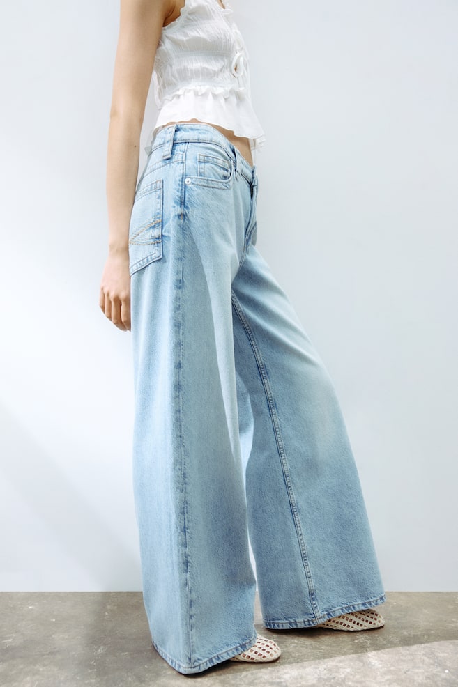 Baggy Wide Low Waist Jeans-Světlý denim blue - 3