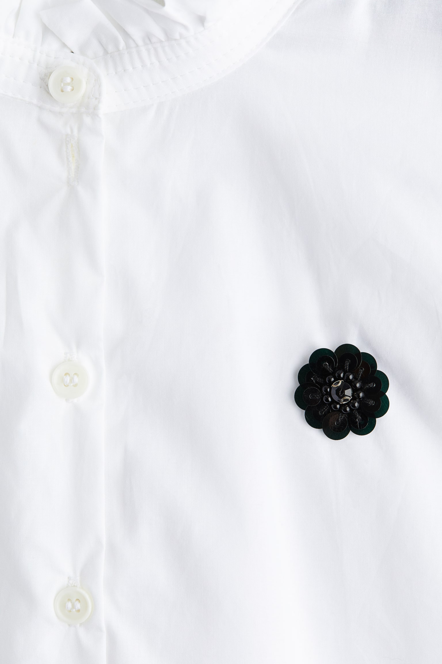 Frill-collar blouse - White/Flower - 6