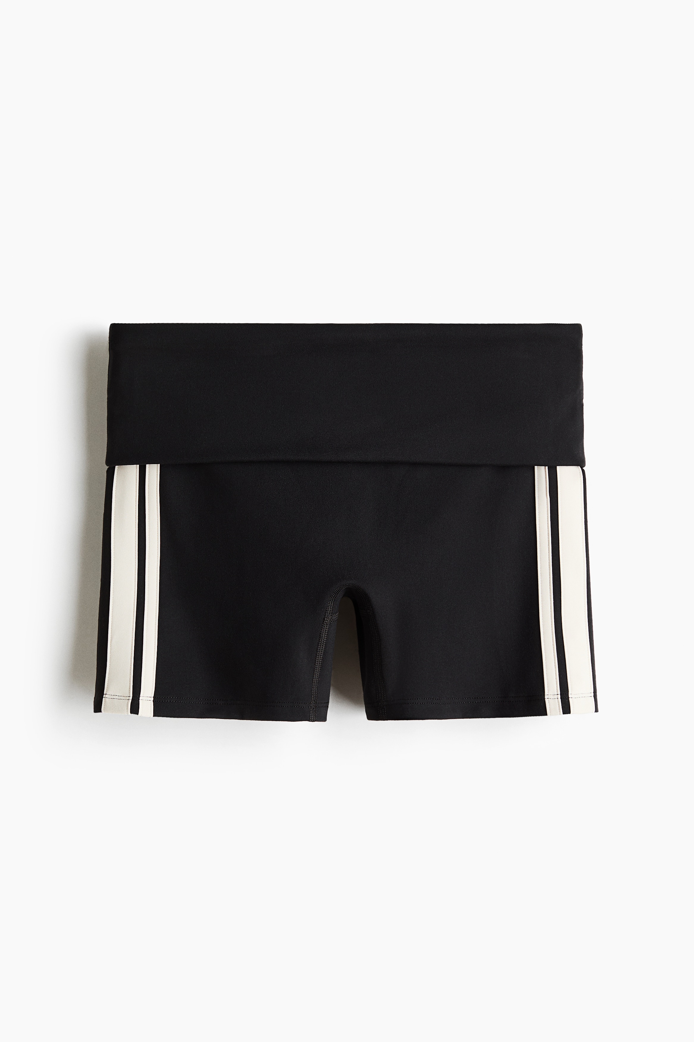 Short de sport moulant à taille repliée SoftMove™ - Noir/rayé