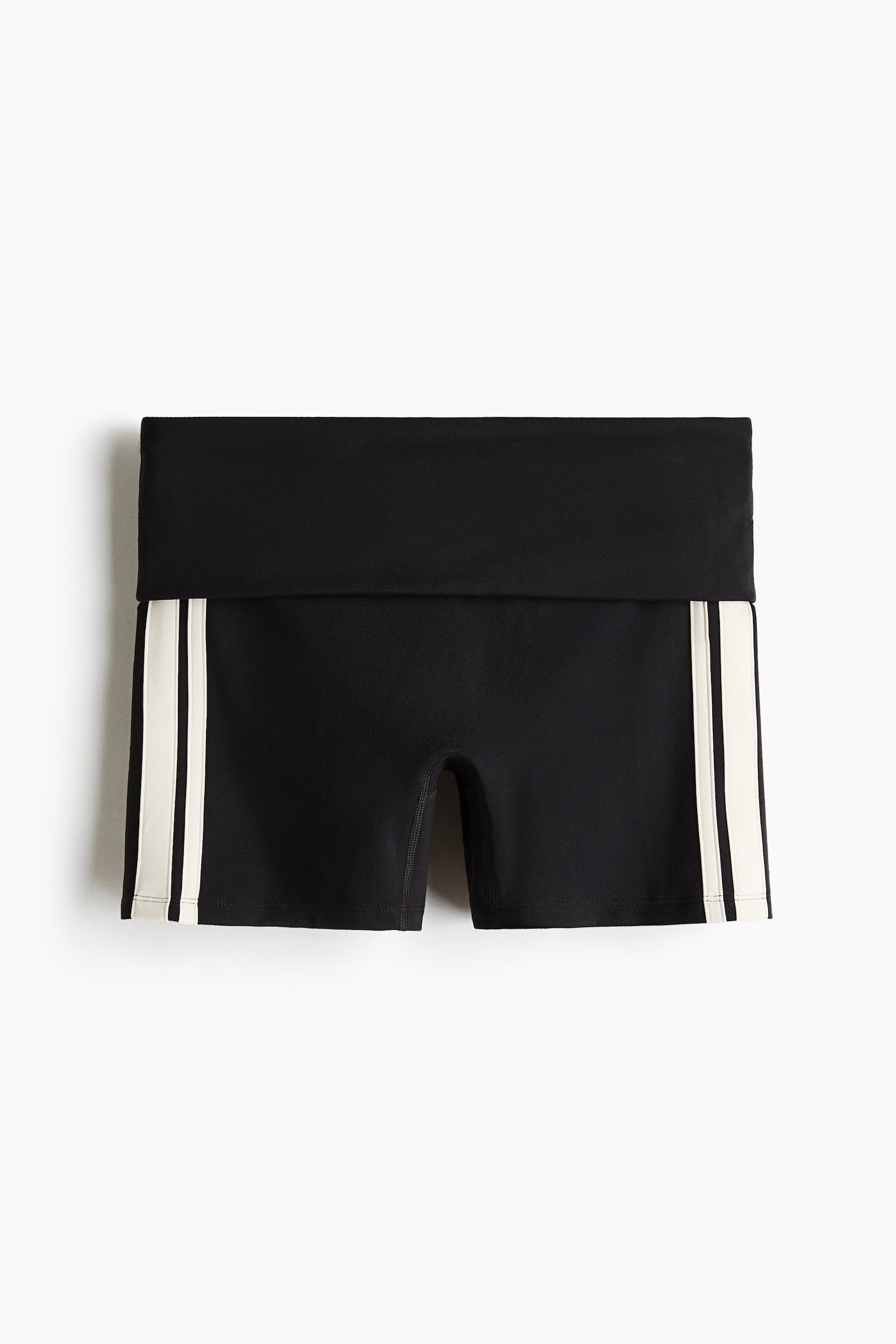 Foldover sports hotpants with SoftMove™ - Czarny/Paski - 1