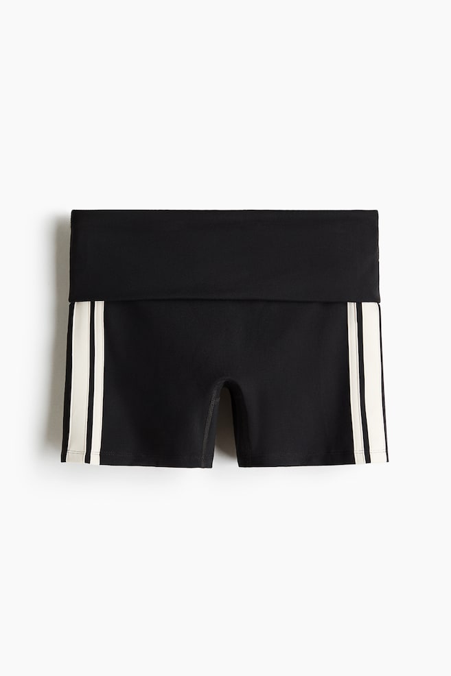 Foldover sports hotpants with SoftMove™ - Black/Striped - 1