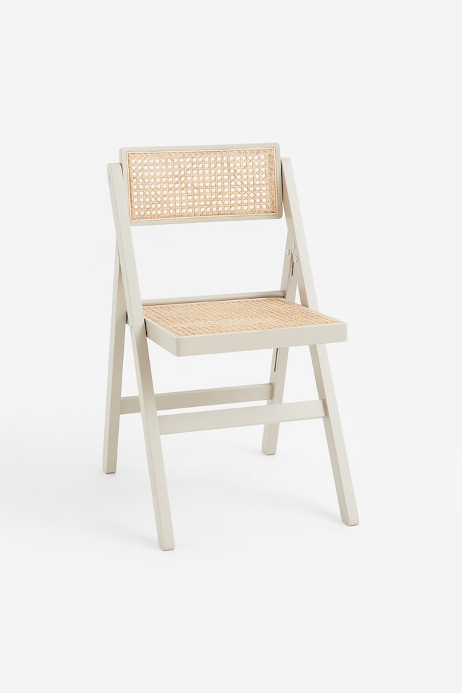 Wooden folding chair - Light greige/Black/Rattan/Brown/Rattan - 1