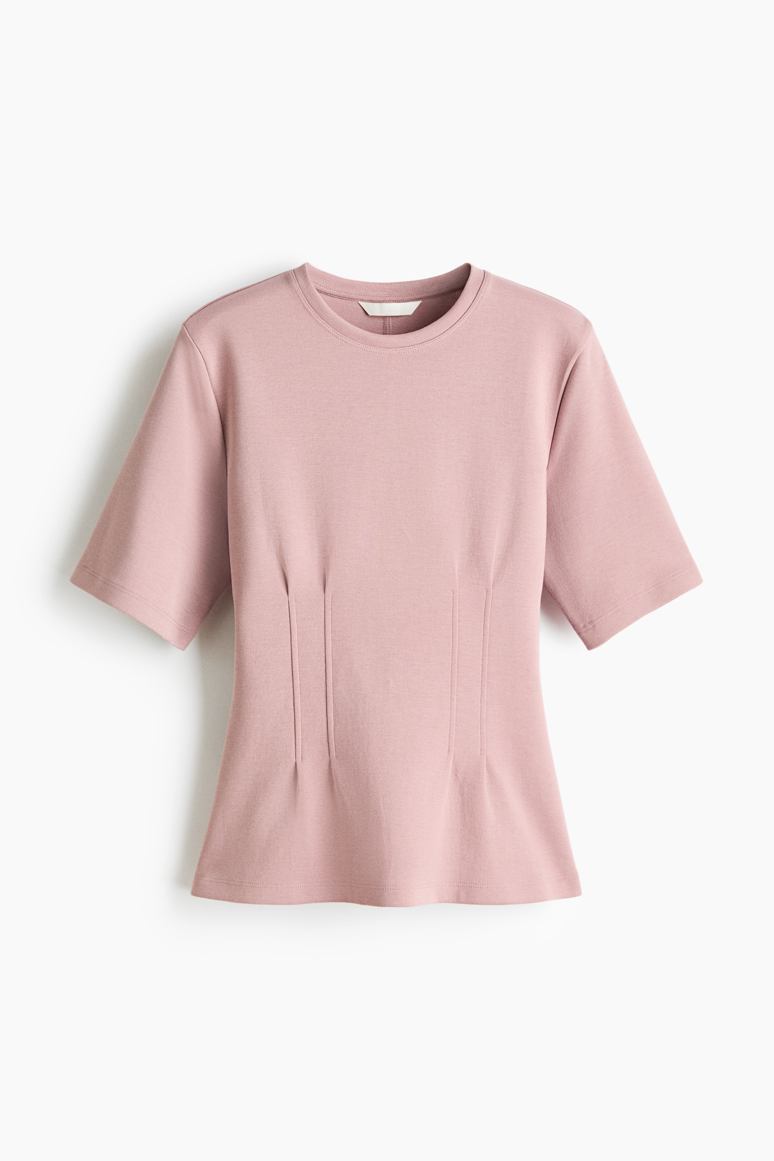Tapered-Waist Interlock T-Shirt - Dusty pink/Black/White/Dark taupe