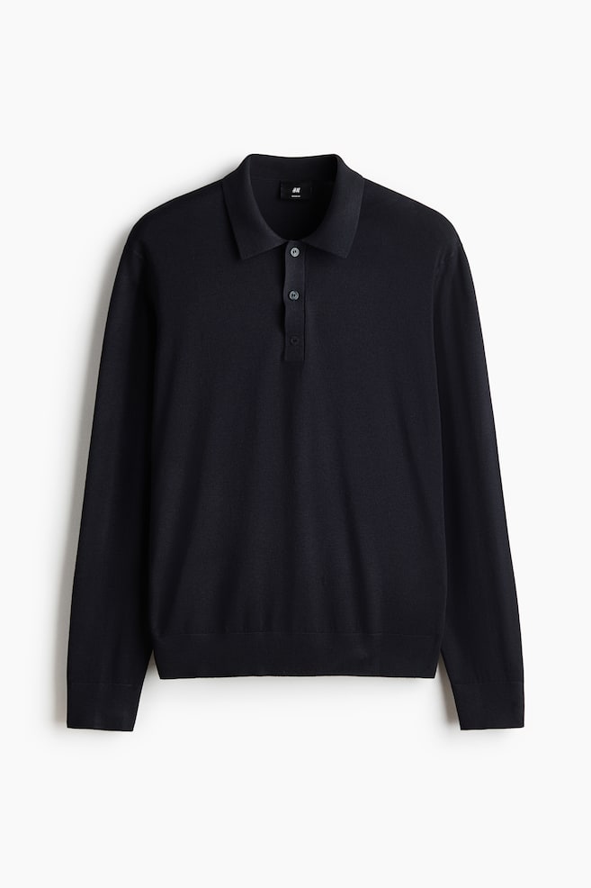 Regular Fit Knitted polo shirt - Navy blue/Dark grey marl/Black/Burgundy - 1