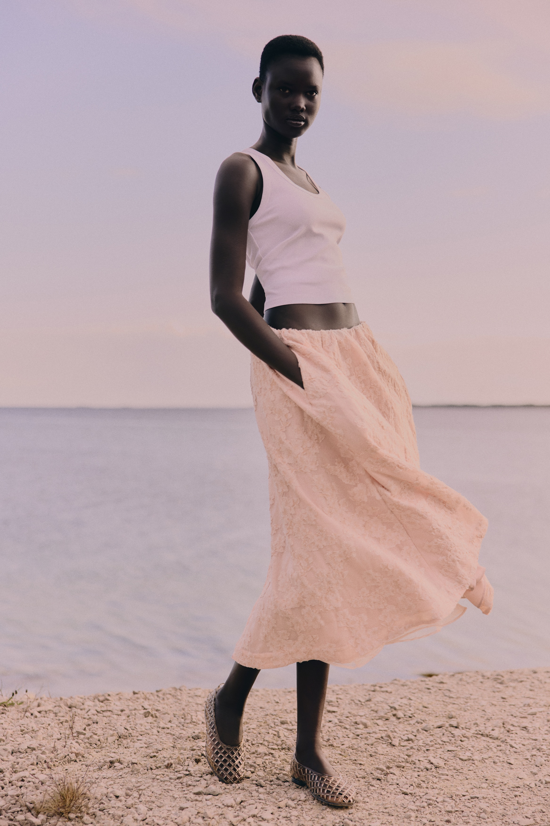 Women's Powder pink Long Jacquard-Weave Skirt | H&M US