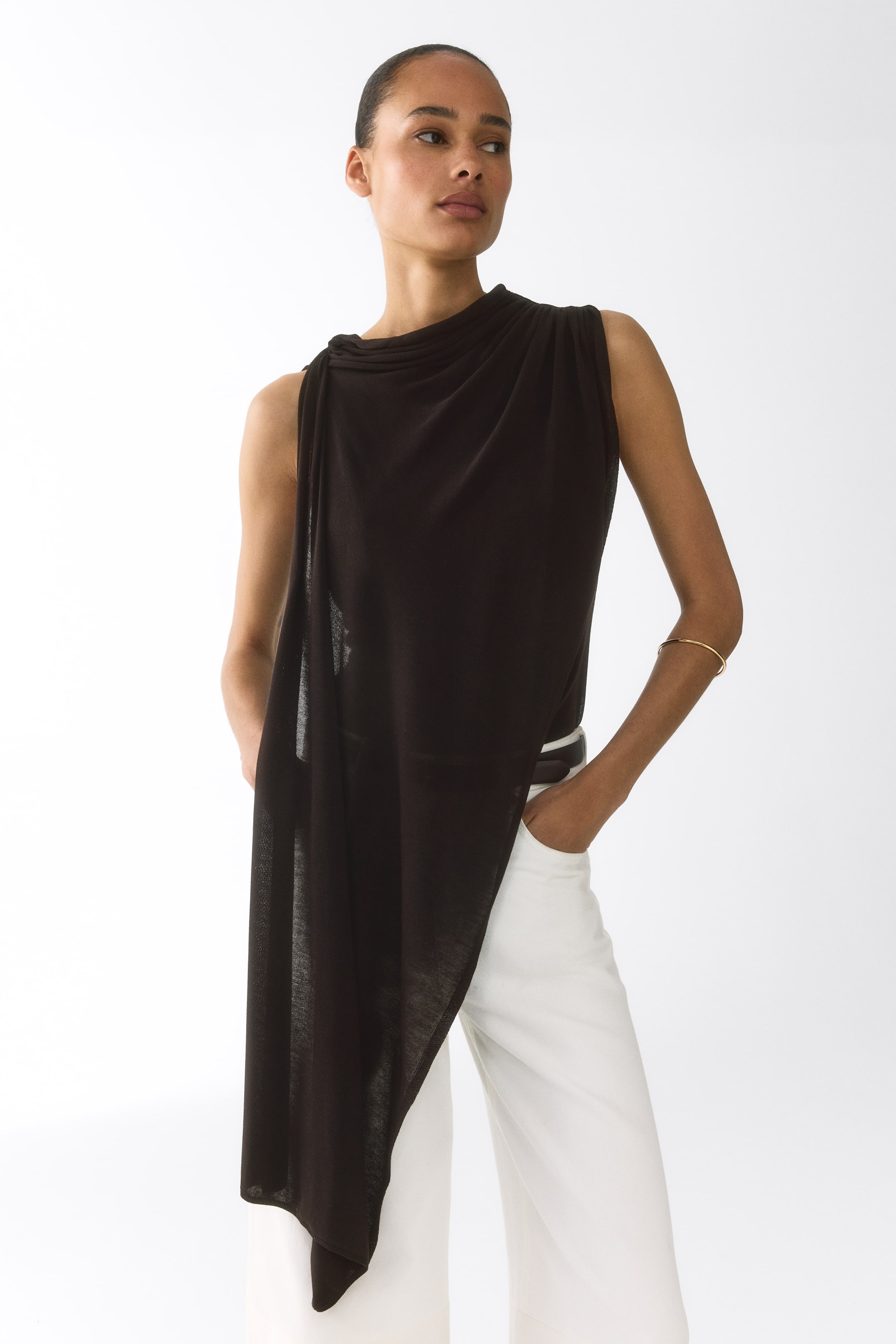 Haut en viscose à effet drapé