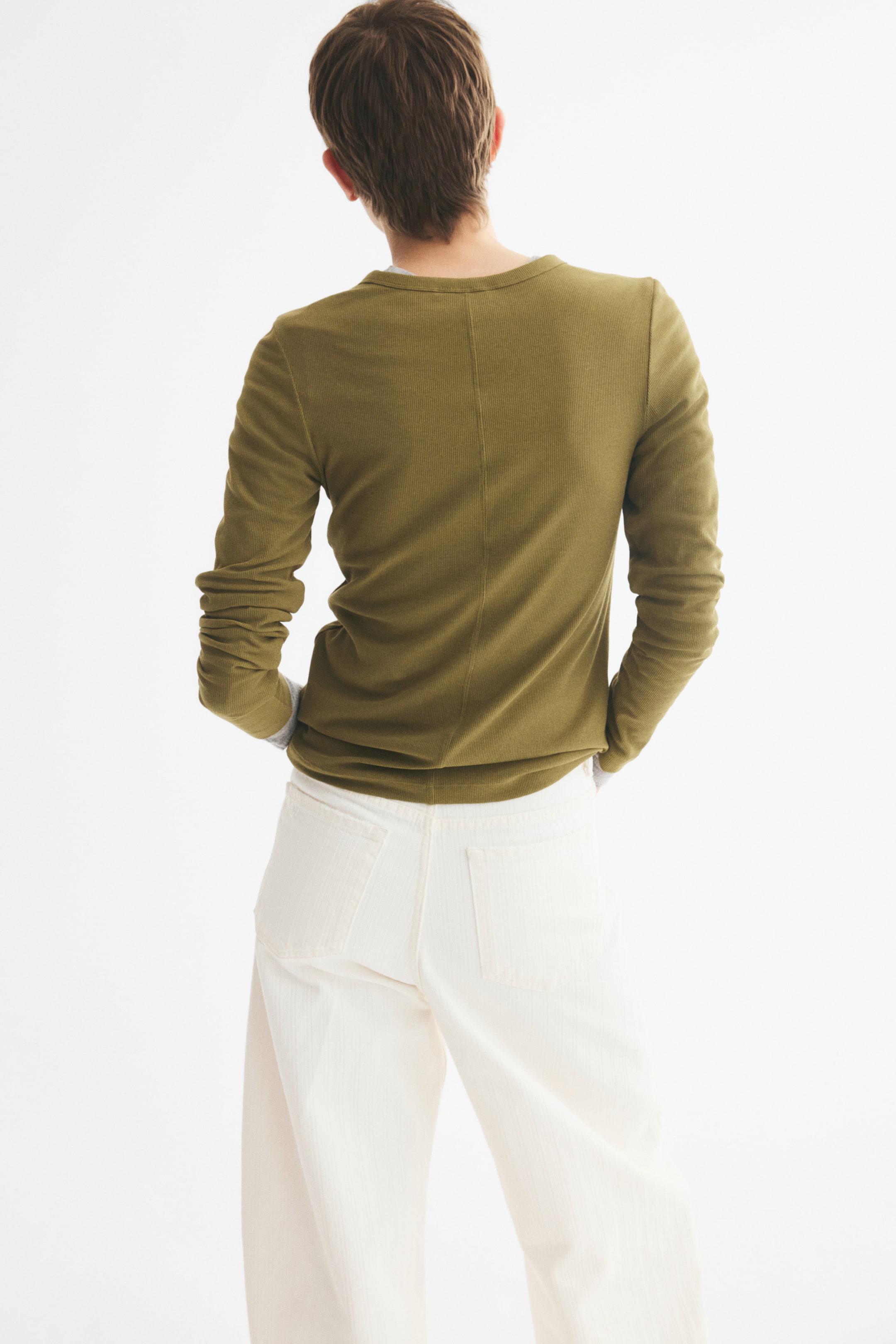 Long-Sleeved Ribbed Top