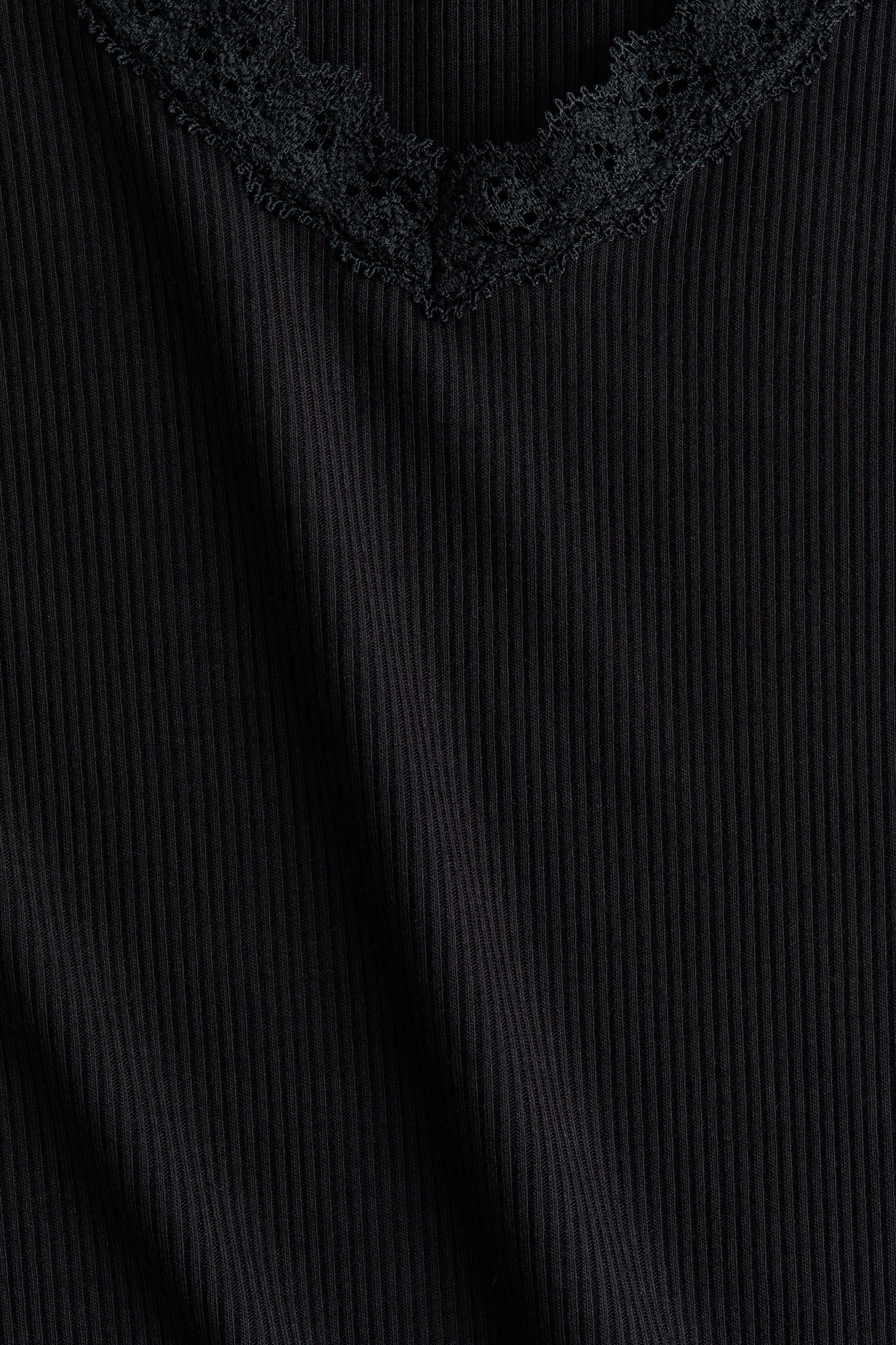 View larger image: Lace-Trimmed Jersey Top - Black - Ladies | H&M US 2