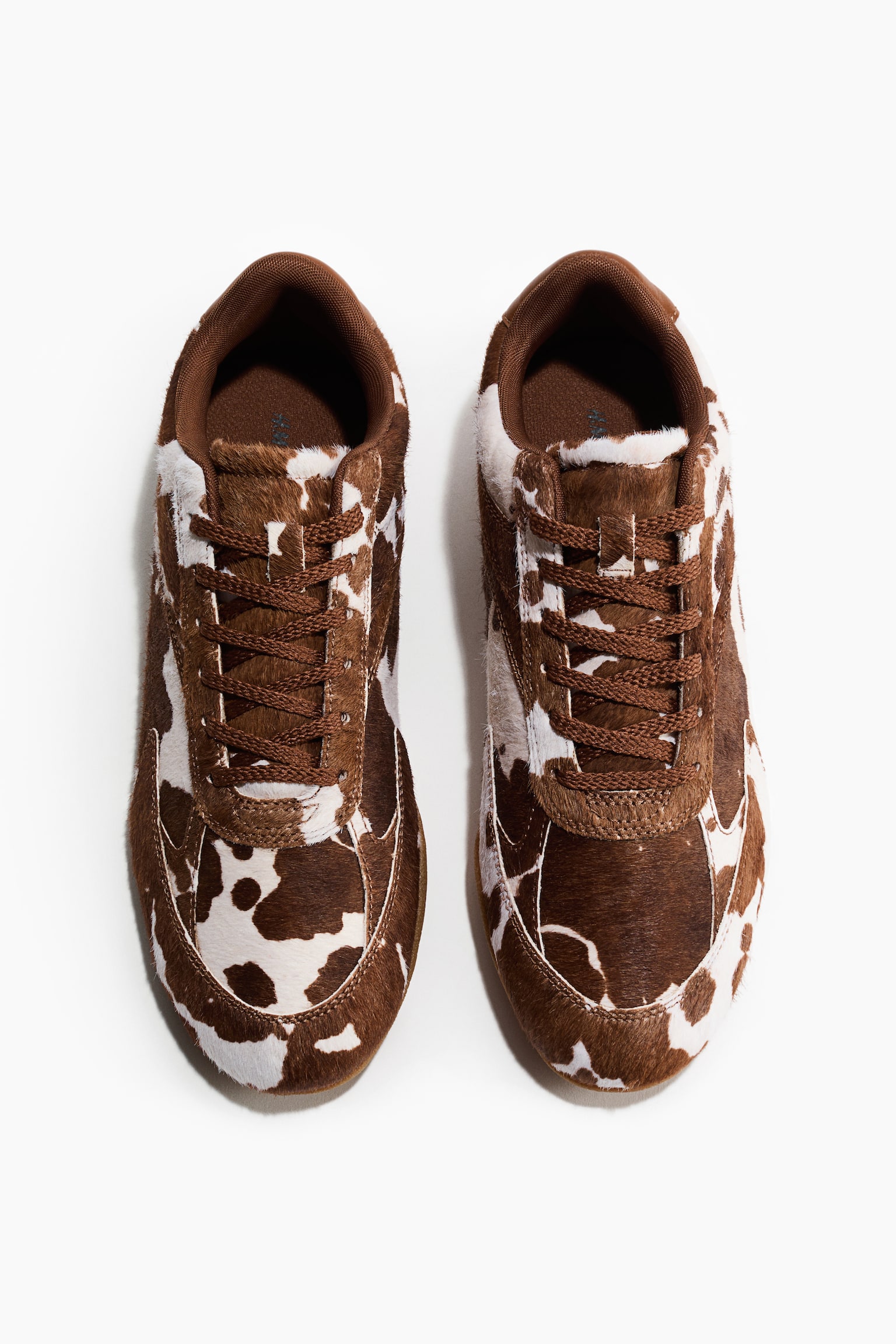 Leather trainers - Brown/Cowhide print/Beige/Faux leopard - 3