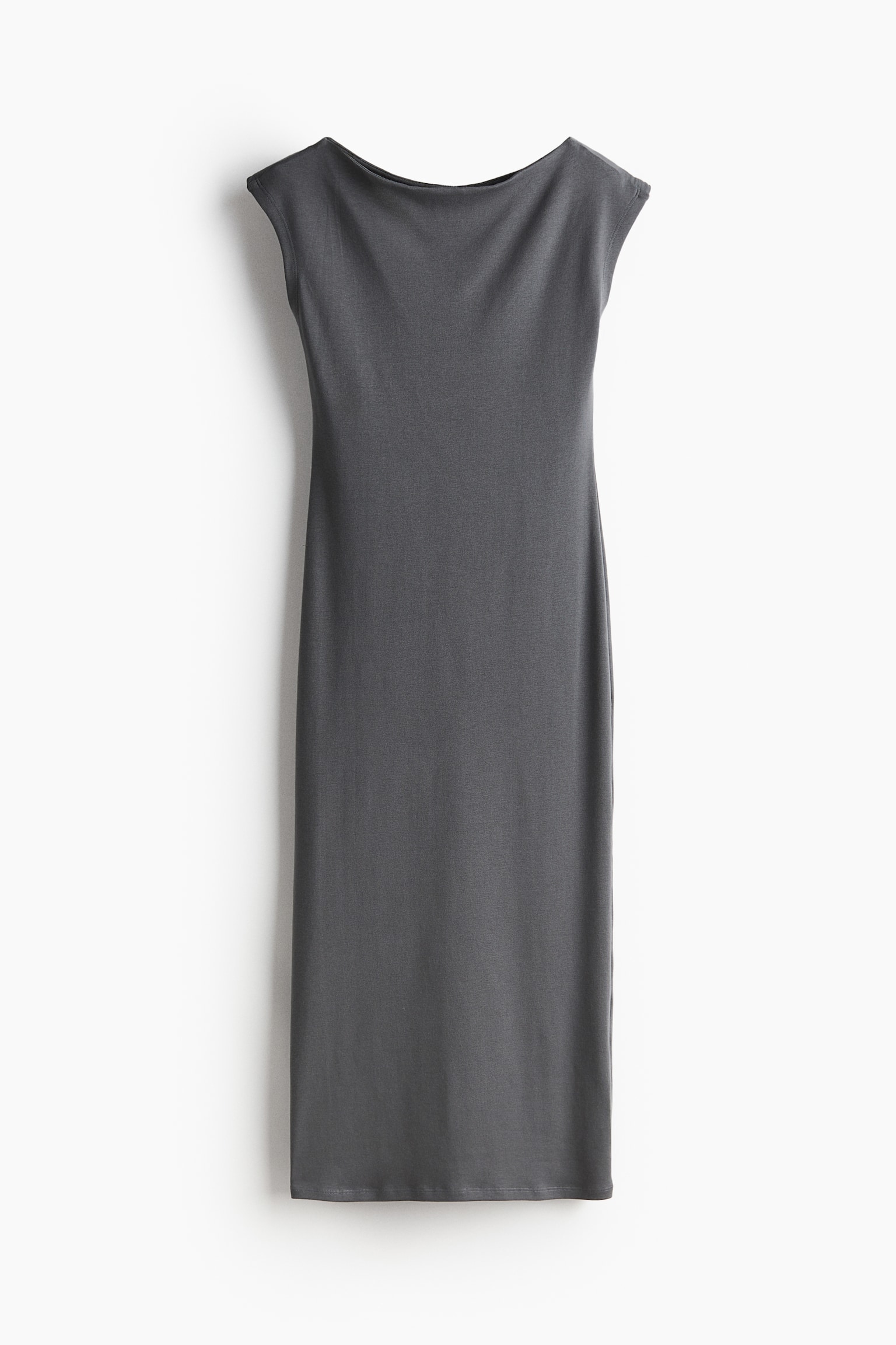 Boat Neck Jersey Dress - Dark grey/Black/Beige - 1