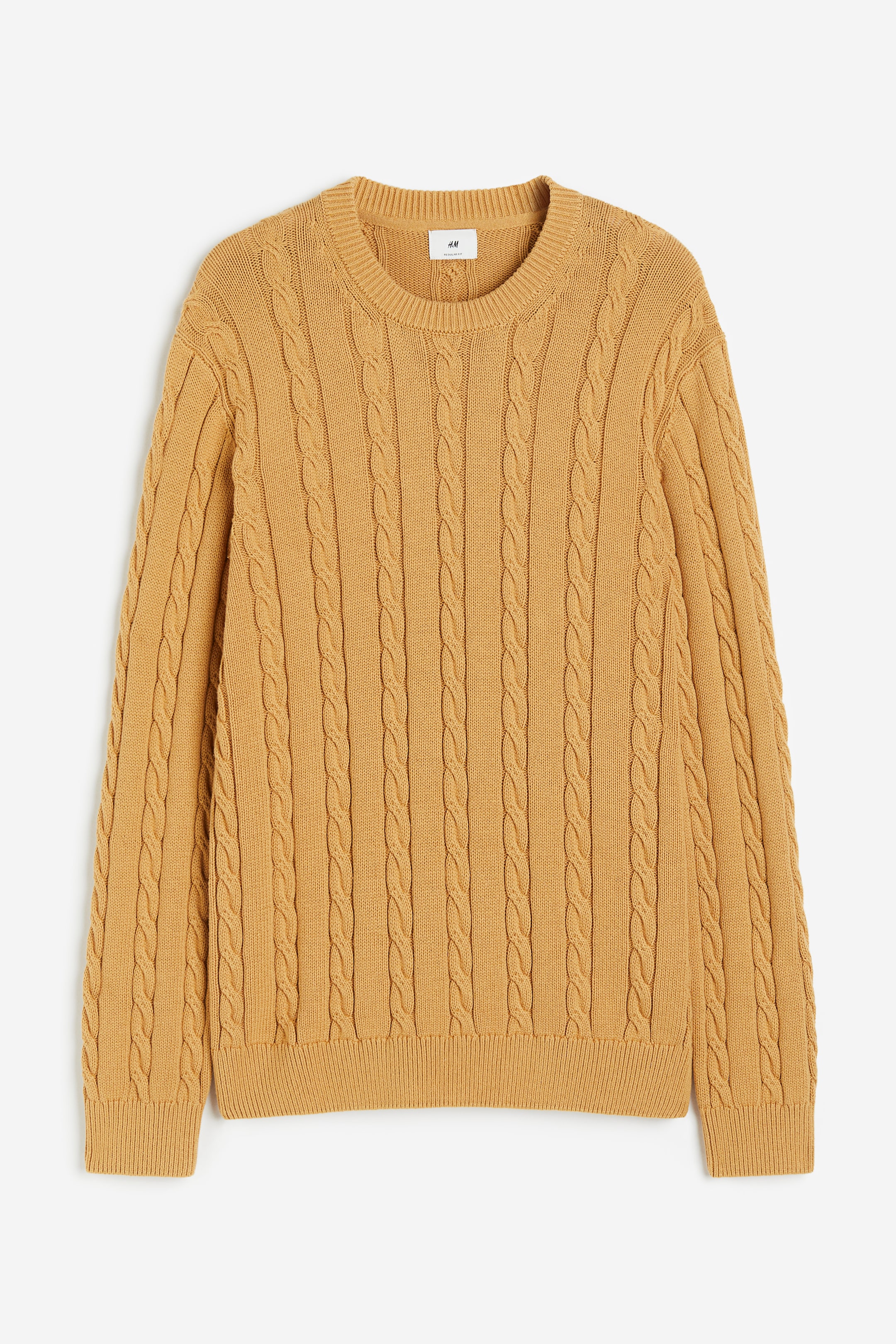 Vezi imaginea mai mare: Pulover tricotat cu torsade Regular Fit - Galben-închis - BĂRBAŢI | H&M RO 1