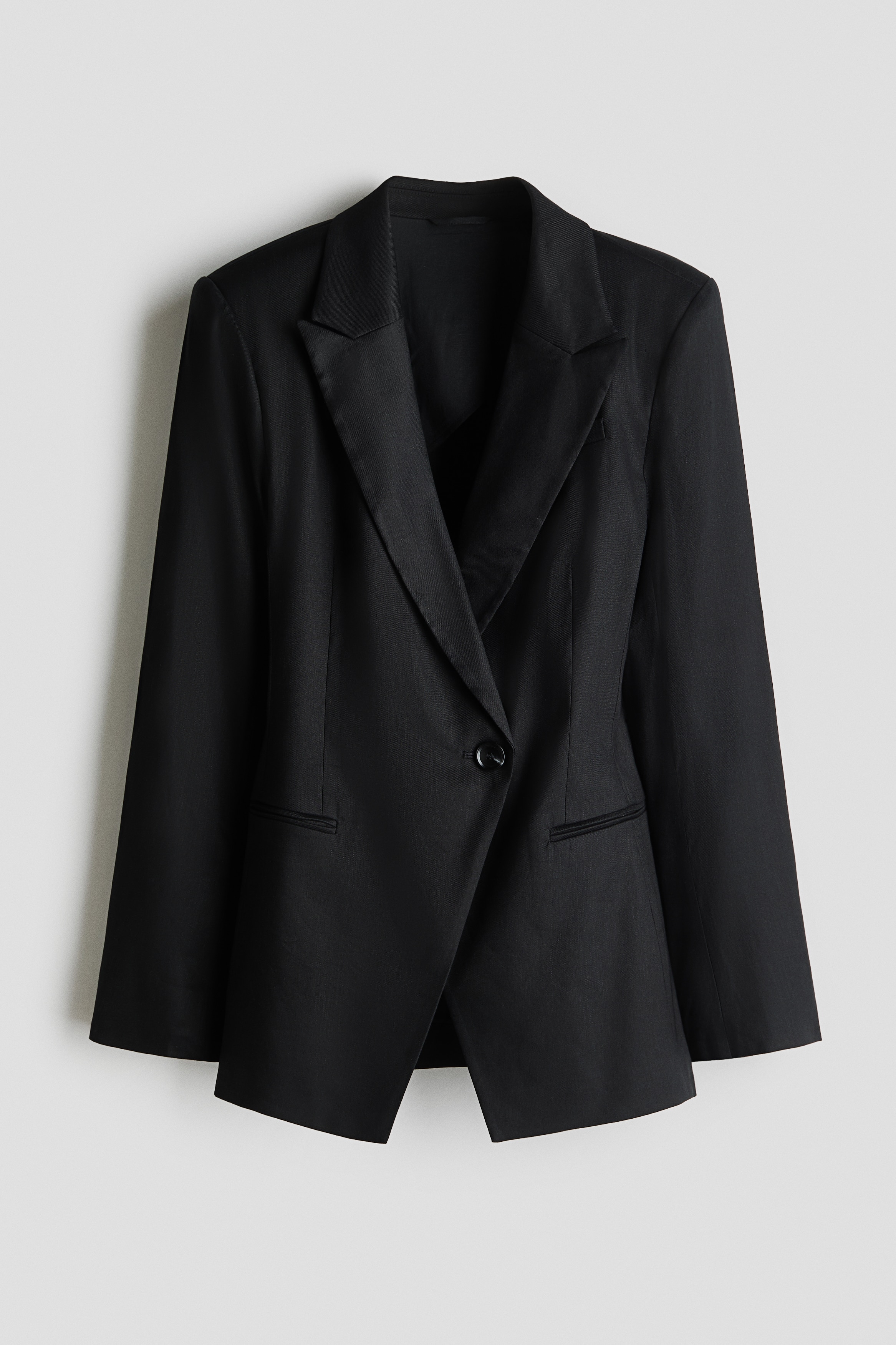 Slim Fit Linen-blend blazer - Black/Cream
