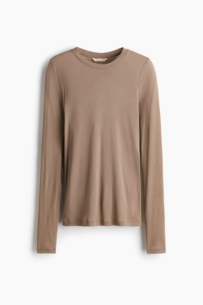 Pima cotton jersey top - Beige/Black/Dark purple/Dark brown/Dark dusty pink/Dusty blue/White/Nearly black/Brown/Burgundy - 1