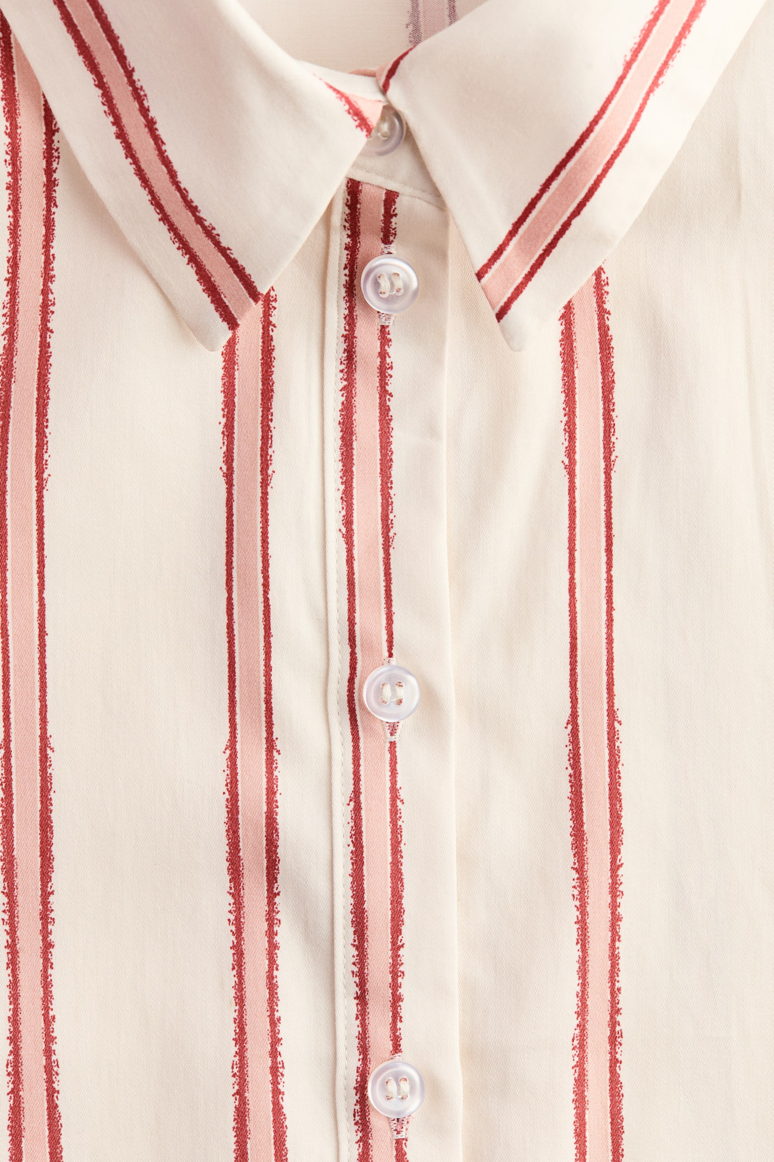 Женская рубашка H&M Patterned Poplin, цвет: Бежевый / Полосатый — фото 5