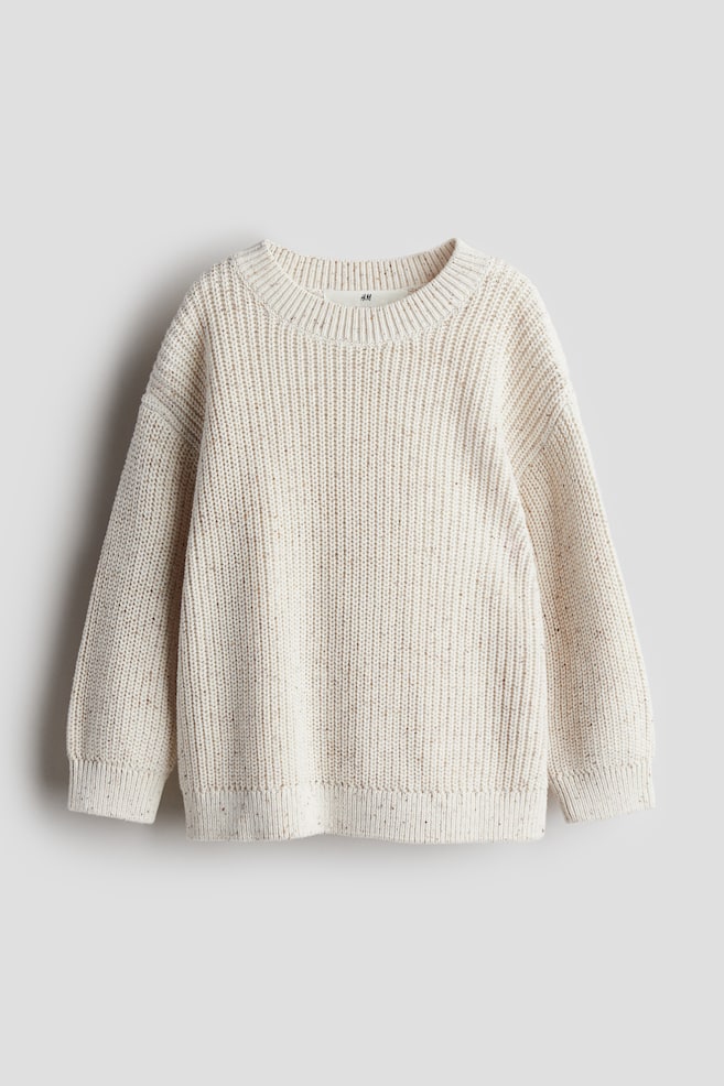 Rib-knit cotton jumper - Light beige - 1
