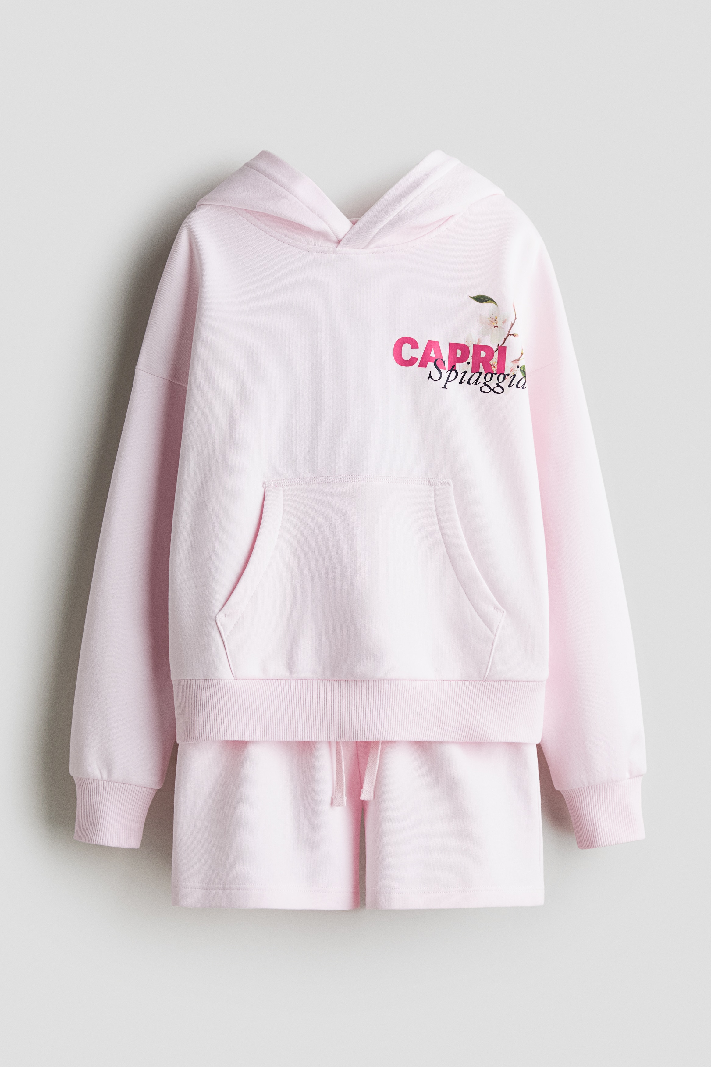 Ensemble 2 pièces avec kangourou et short - Rose clair/Capri Spiaggia