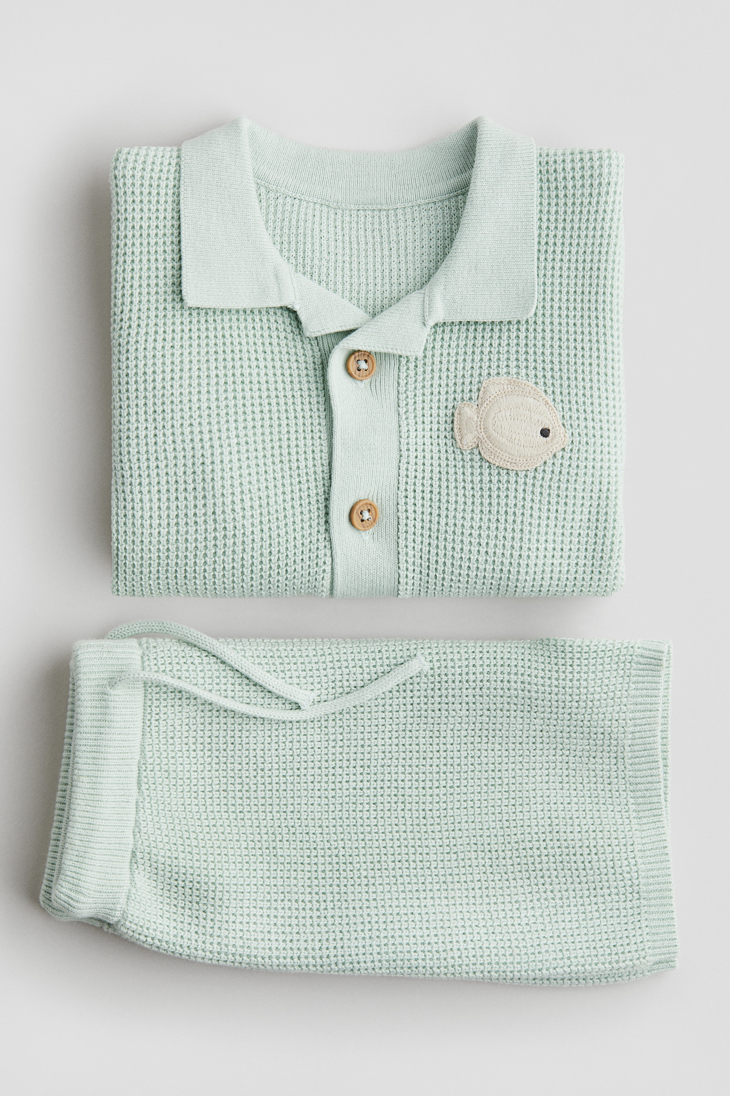 2-piece cotton waffle-knit set-image