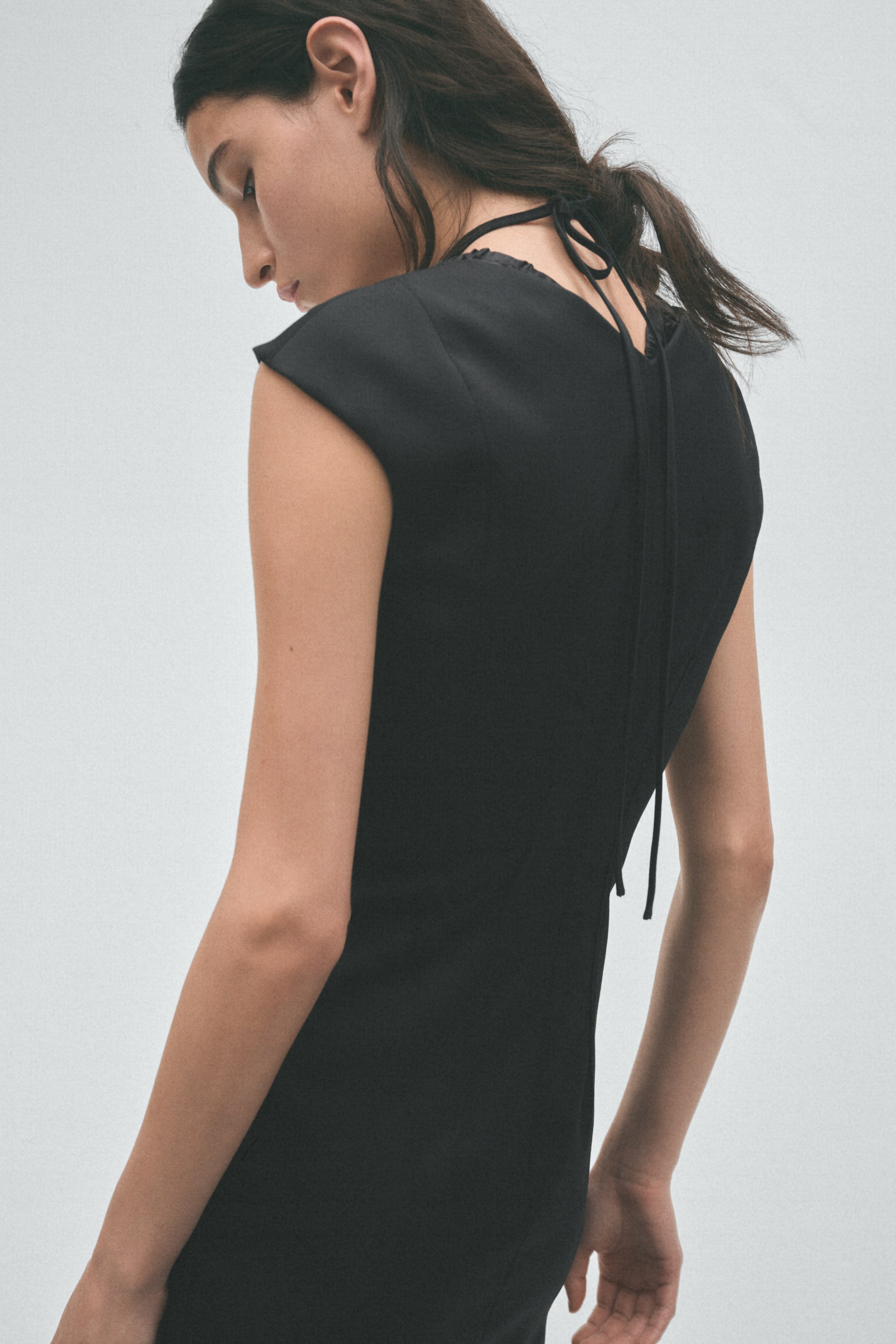 Wool-Blend Cap-Sleeved Dress