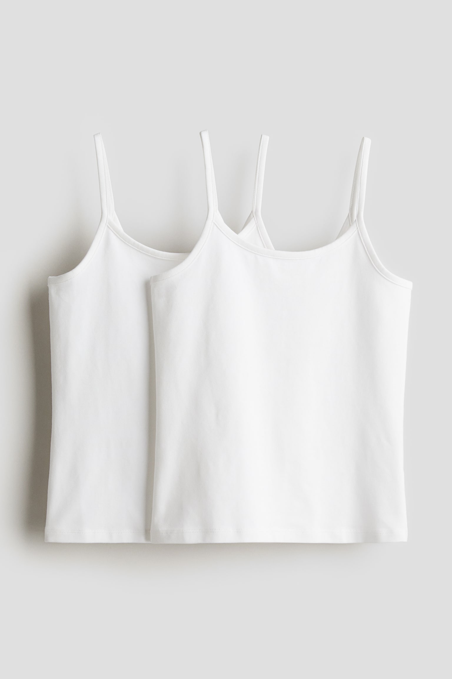 Lot de 2 tops à bretelles fines en coton - Blanc/Noir/blanc - 1