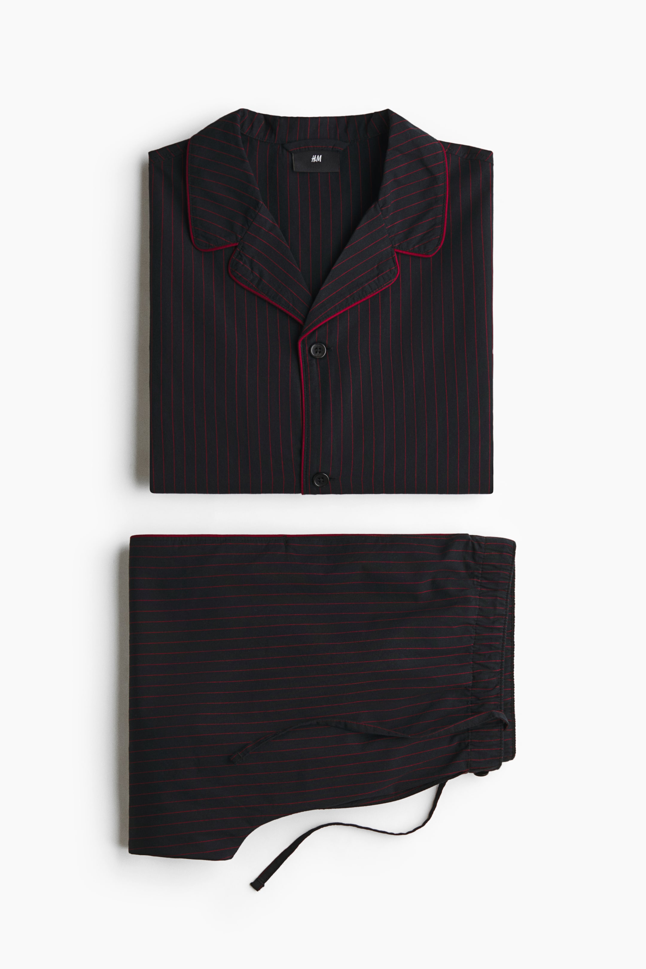 View larger image: Cotton pyjama shirt and bottoms - Black/Pinstriped - Men | H&M 1