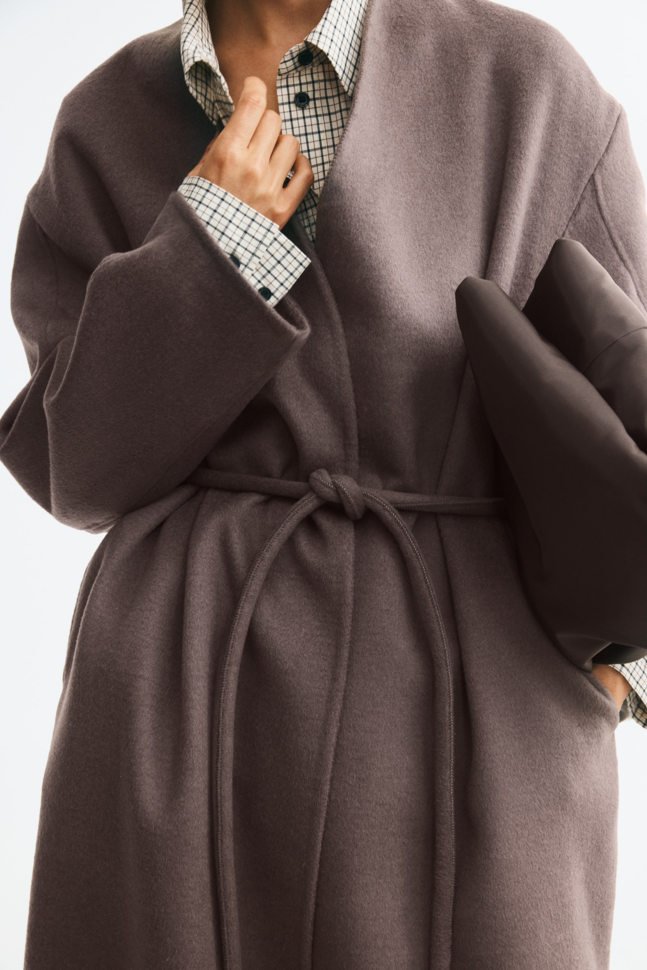 Wool-Blend Tie-Belt Coat