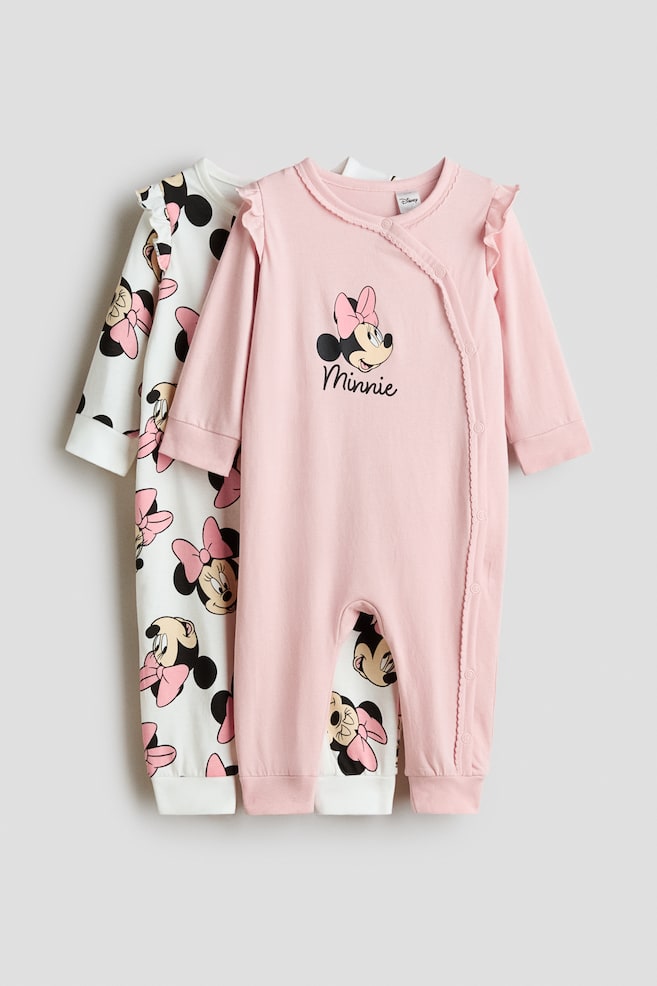 2-Pack Printed Cotton Pajama Jumpsuits - Light pink/Minnie Mouse - 1