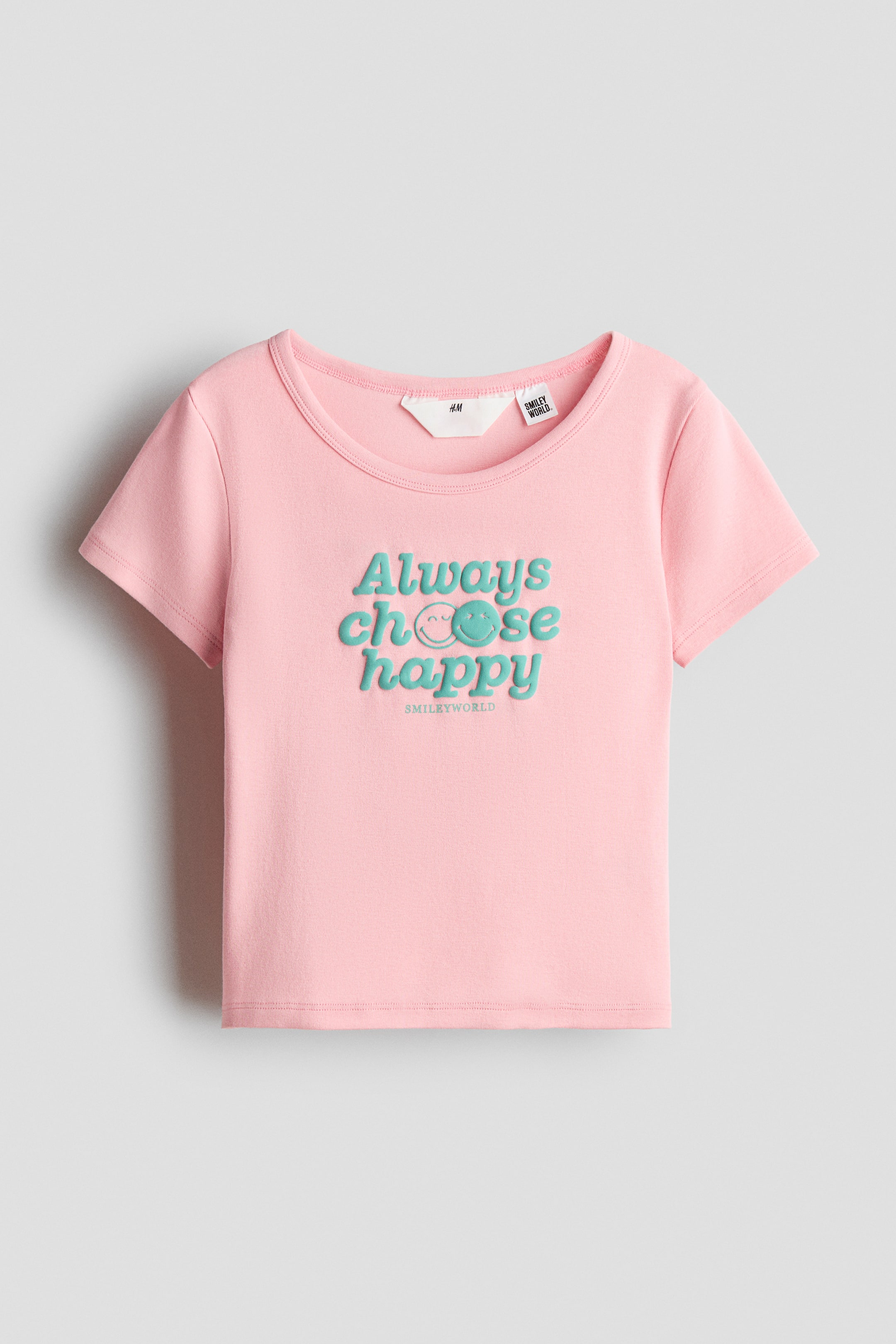 View larger image: Print-motif cotton jersey top - Pink/SmileyWorld® - Kids | H&M SG 1