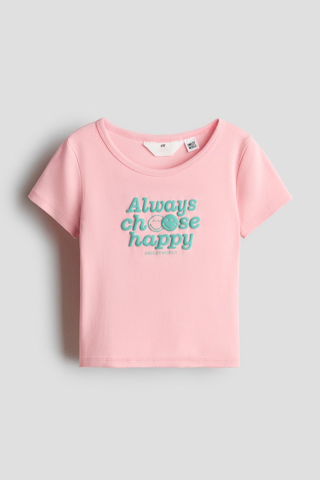 Top en punto de algodón con diseño - Rosa/SmileyWorld® - 1