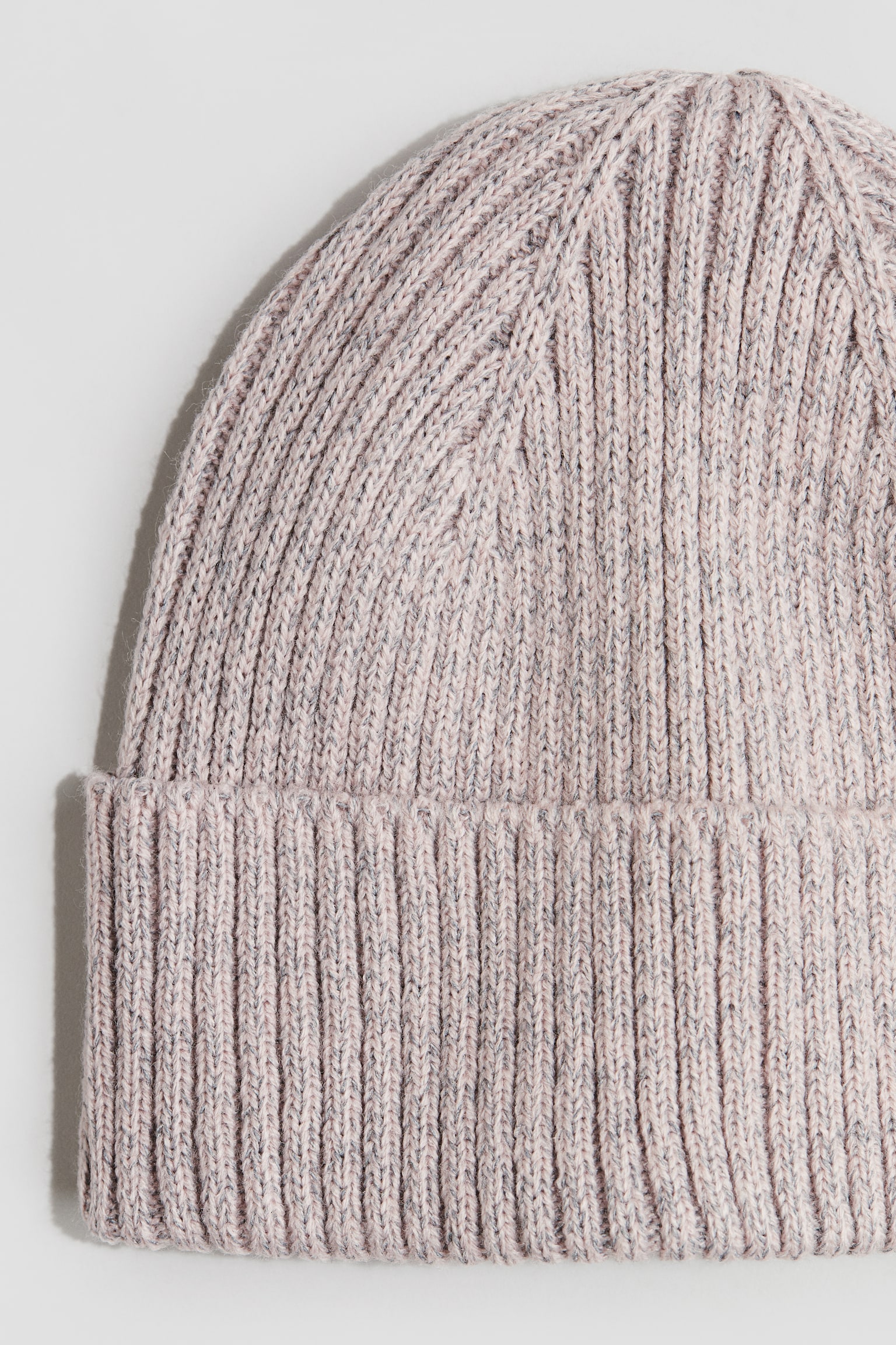 Reflective rib-knit beanie - Light pink marl/Black marl - 2