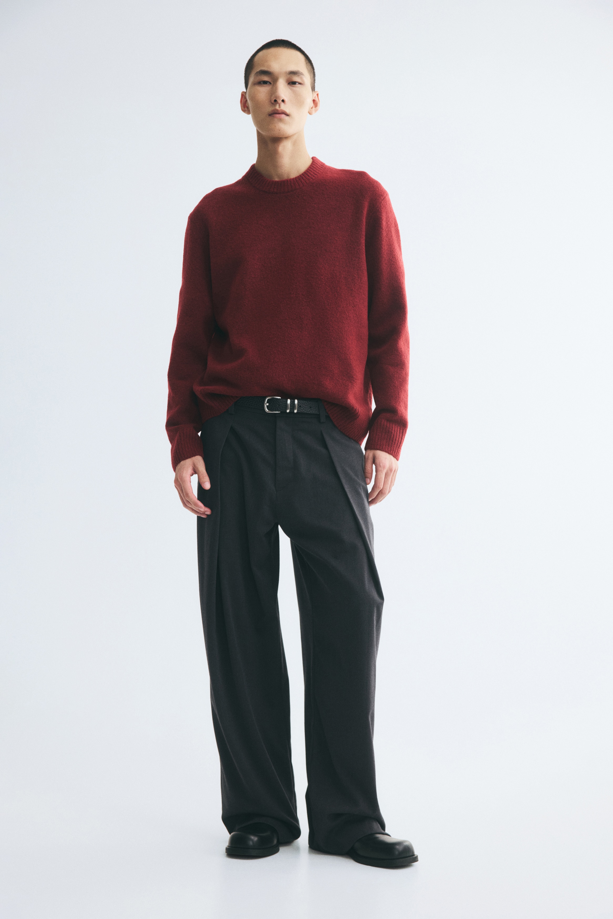 Regular Fit Brushed jumper - Dark plum red/Dark grey marl/Dark blue/Light beige marl/Dark green/Black