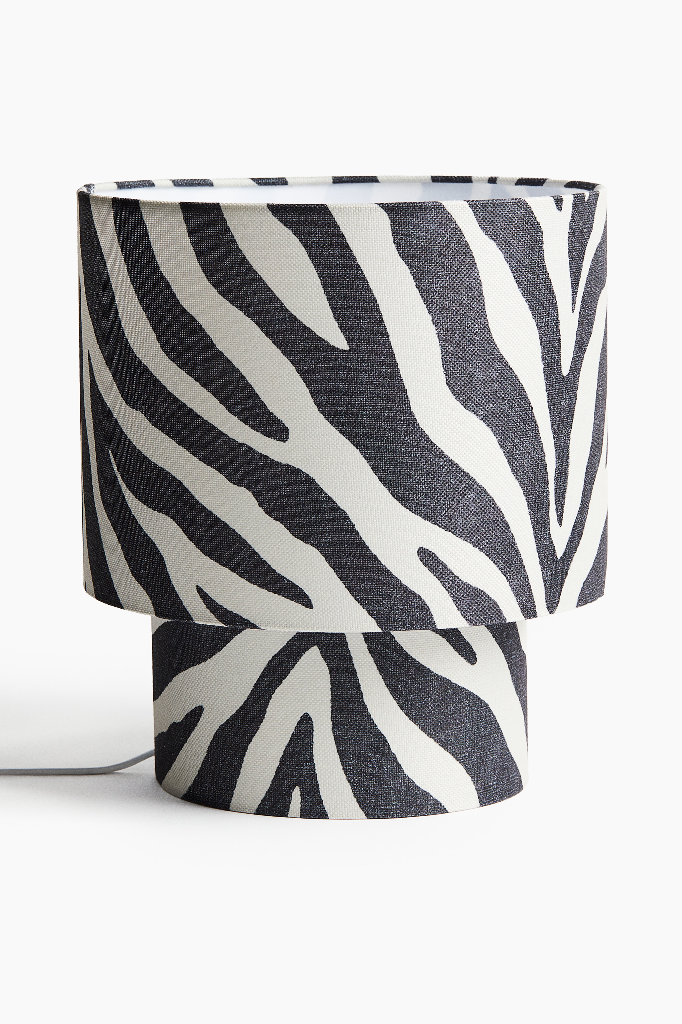 Duża lampa stołowa pokryta tkaniną - Jasnobeżowy/Zeberka/Czarny/Paski/Brązowy/Panterka