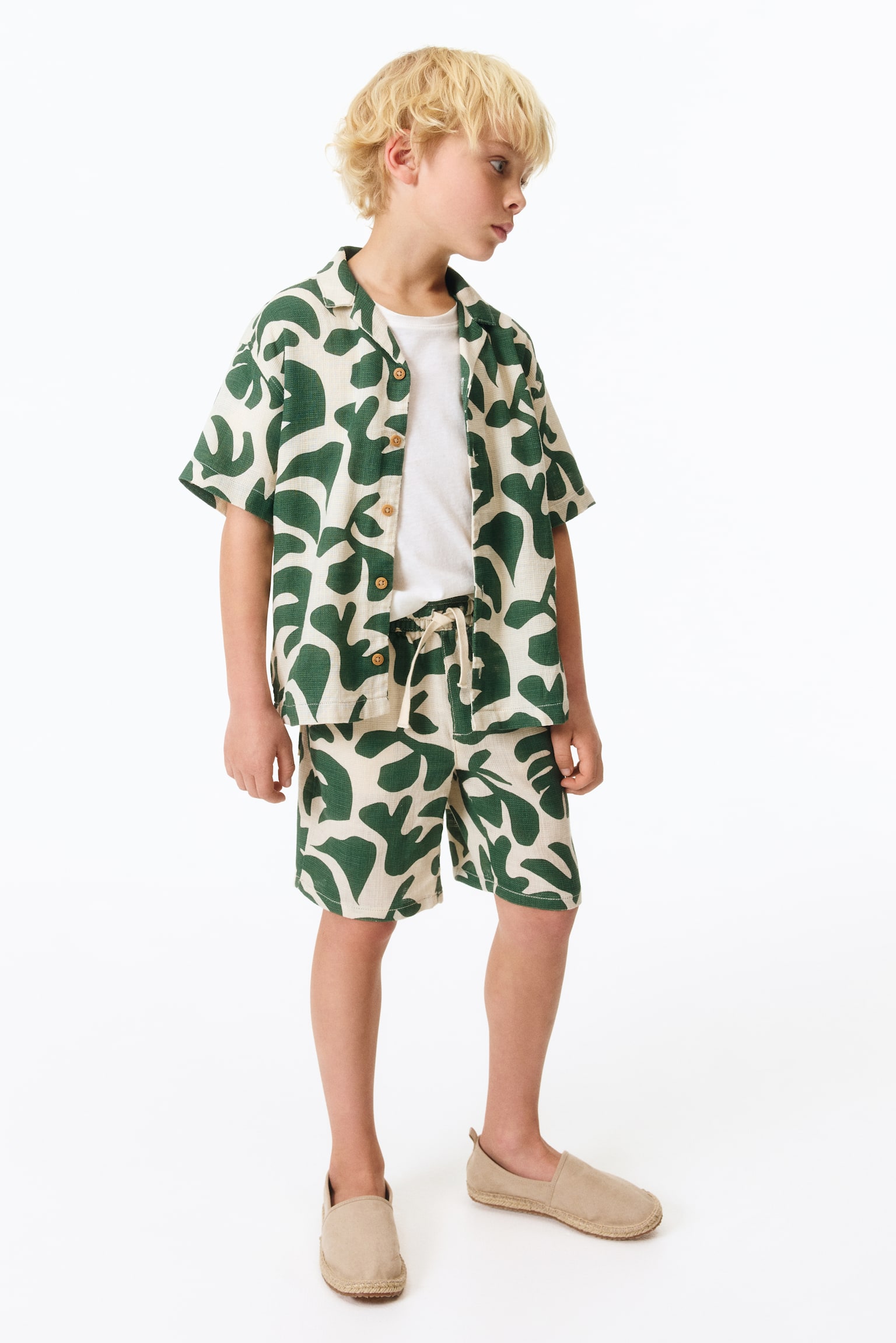 Chemise imprimée avec col cubain-Crème/motif - 3