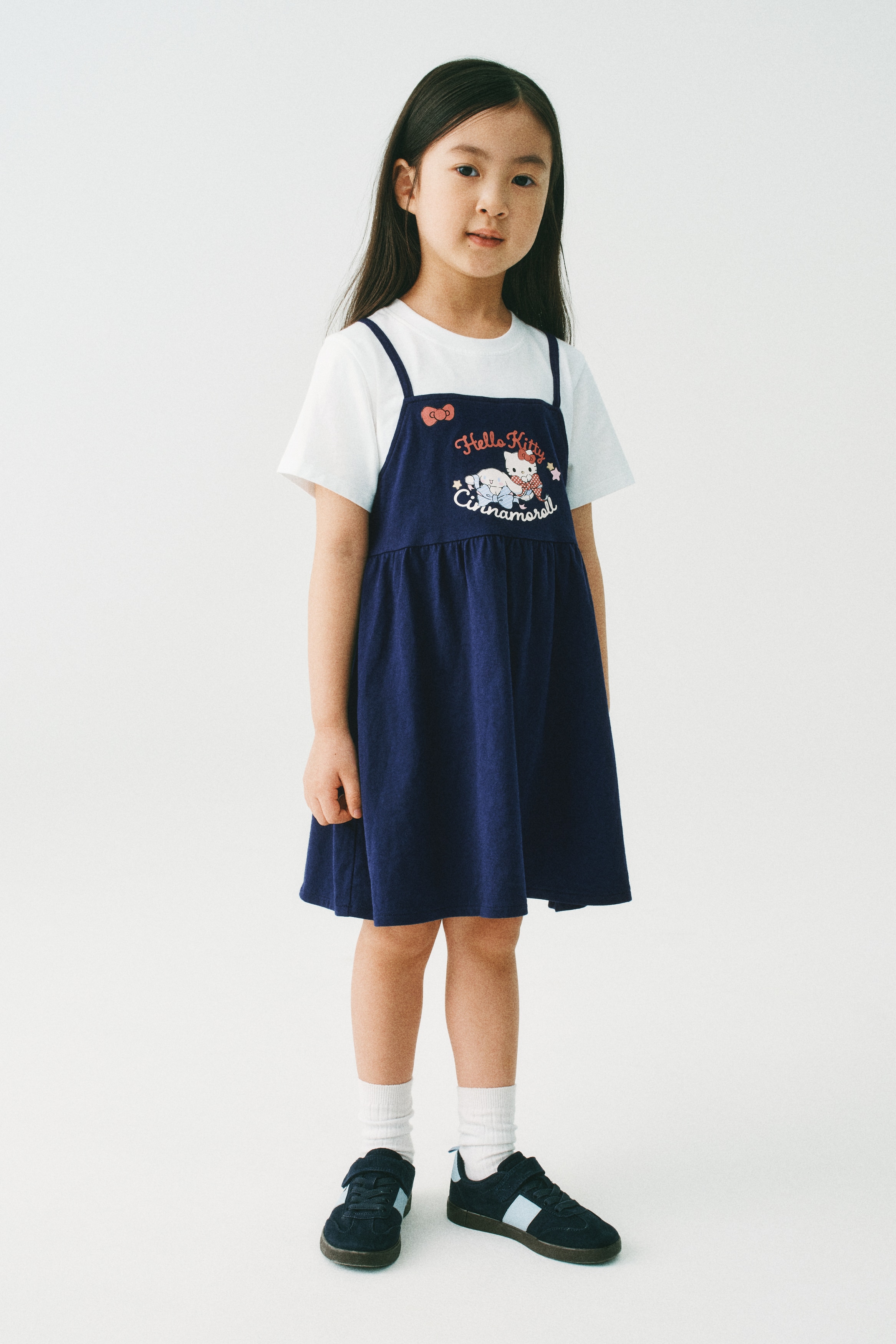 プリントレイヤードワンピースモデル